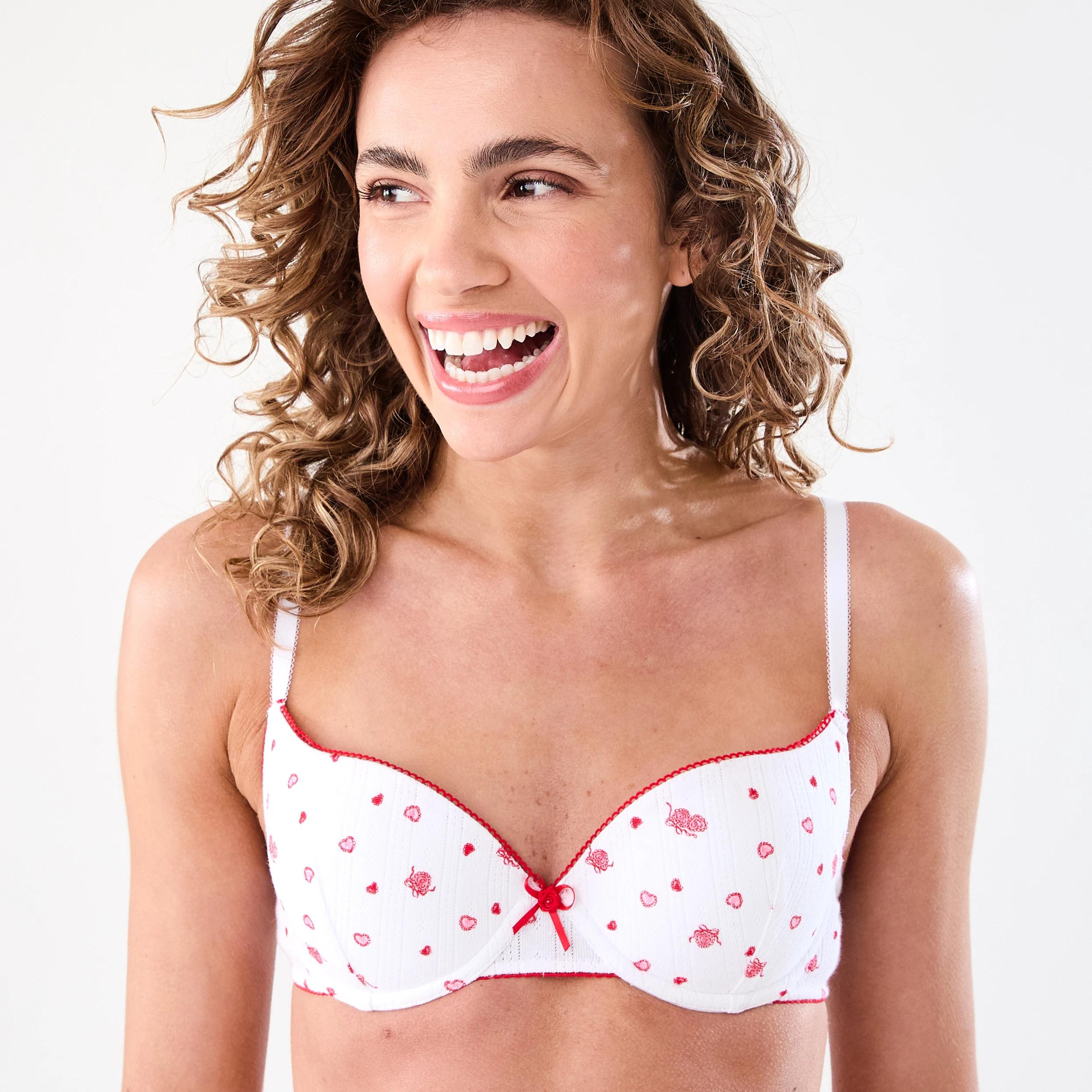 4 2 Pack Pointelle Print Push-Up Bra Heart Lock, 4 of 6