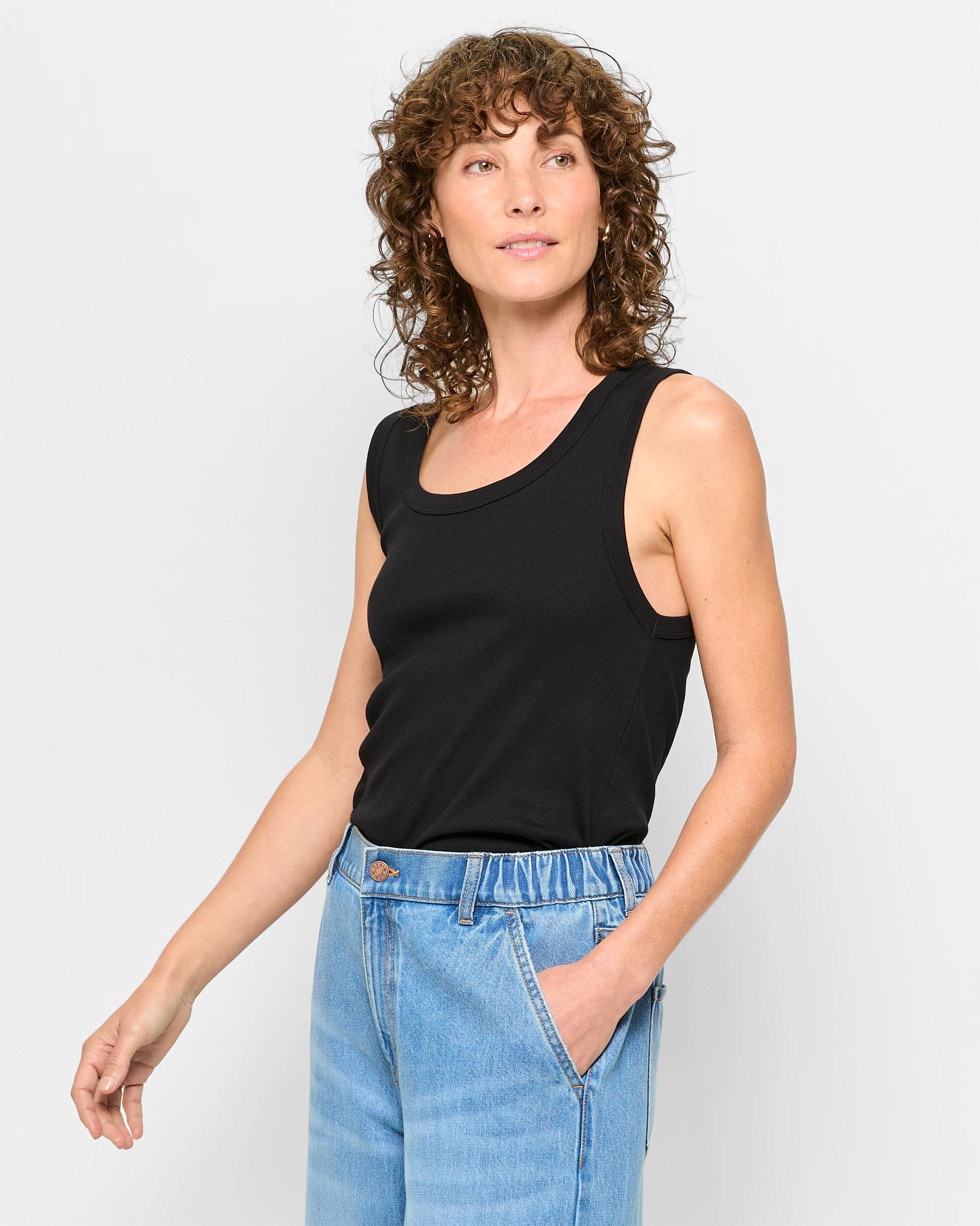 3 Target Australian Cotton Rib Tank Top BLACK, 3 of 5