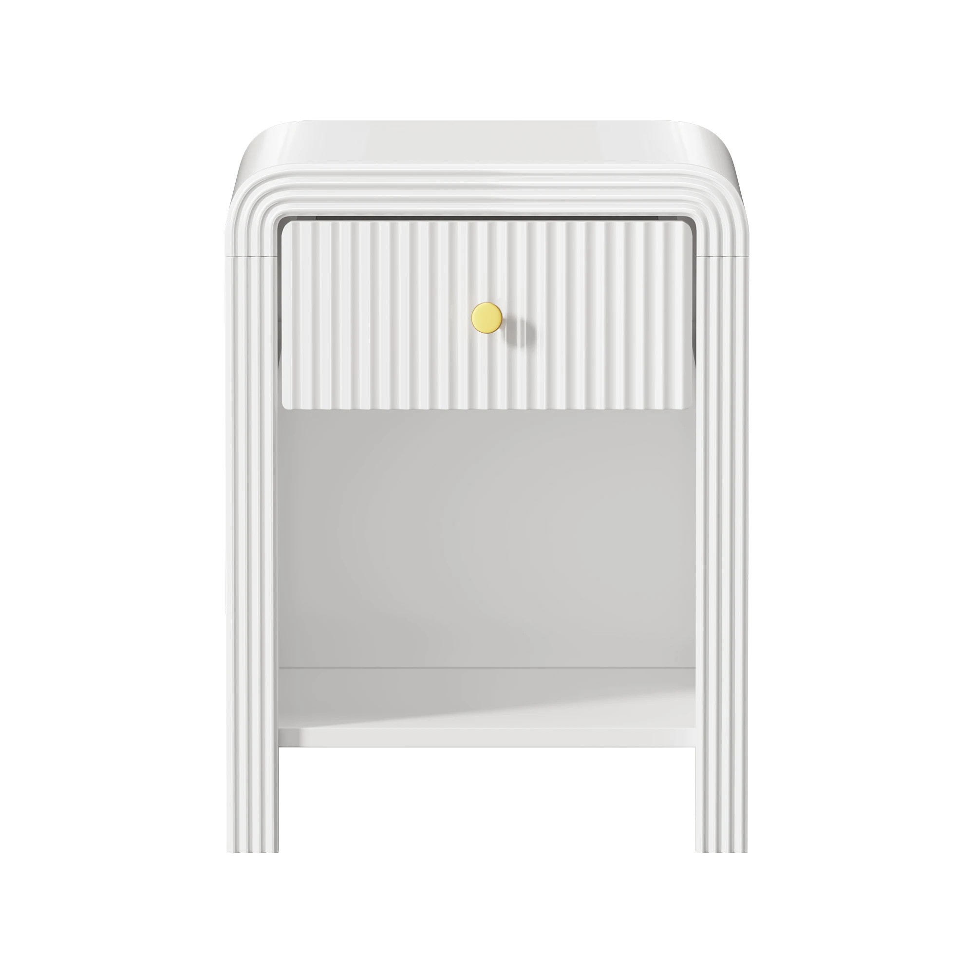 Oikiture Bedside Table Drawer and Shelf Nightstand - White - Kmart