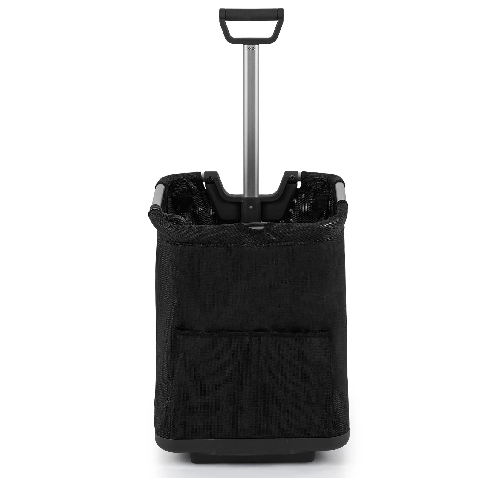 1 Costway 50L Folding Shopping Cart Portable Utility Cart w/3 Pockets - Black, 1 of 5