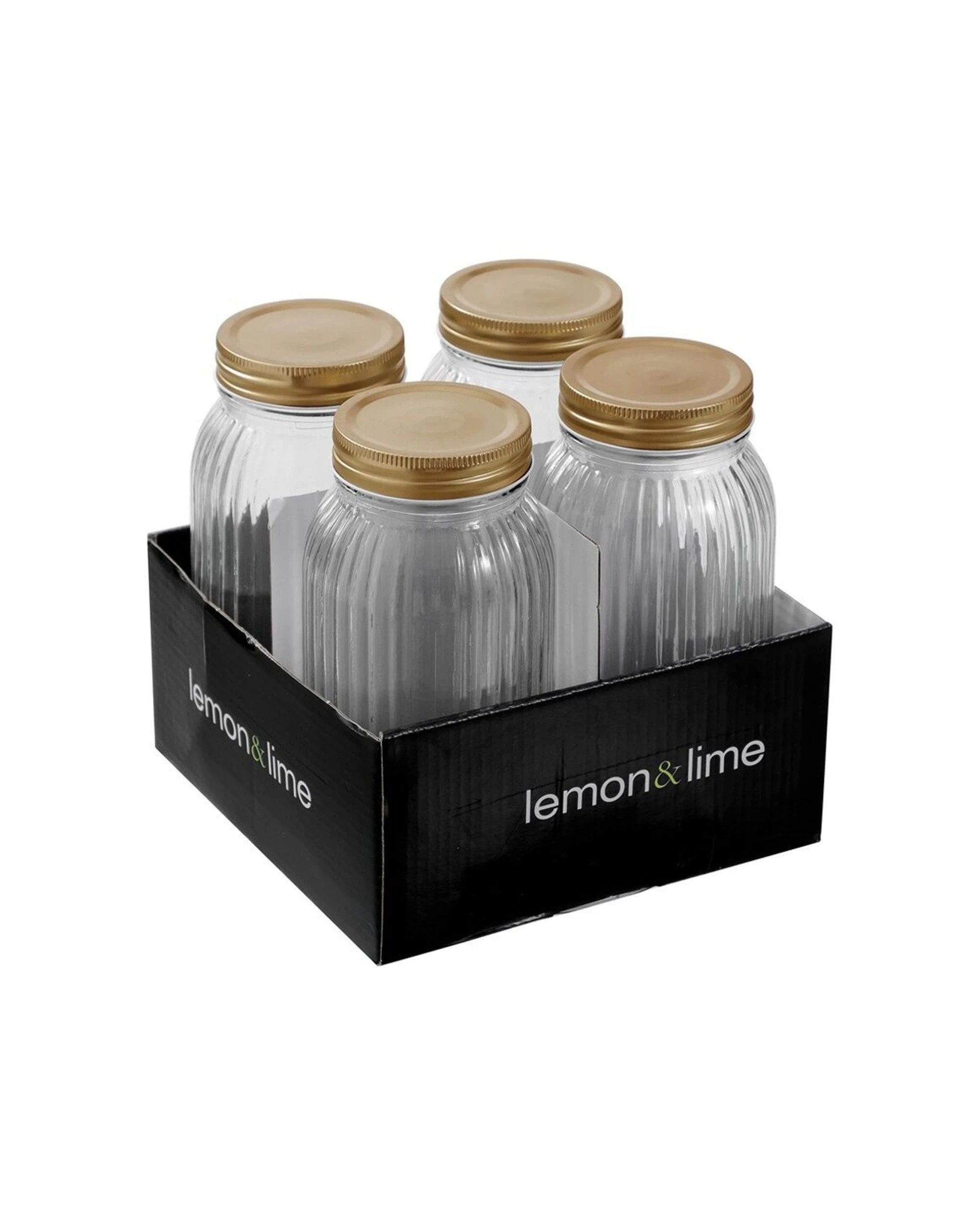 1 Lemon & Lime 4pc Roma Ribbed Conserve Jar 800ml With Airtight Lid - Clear, 1 of 8
