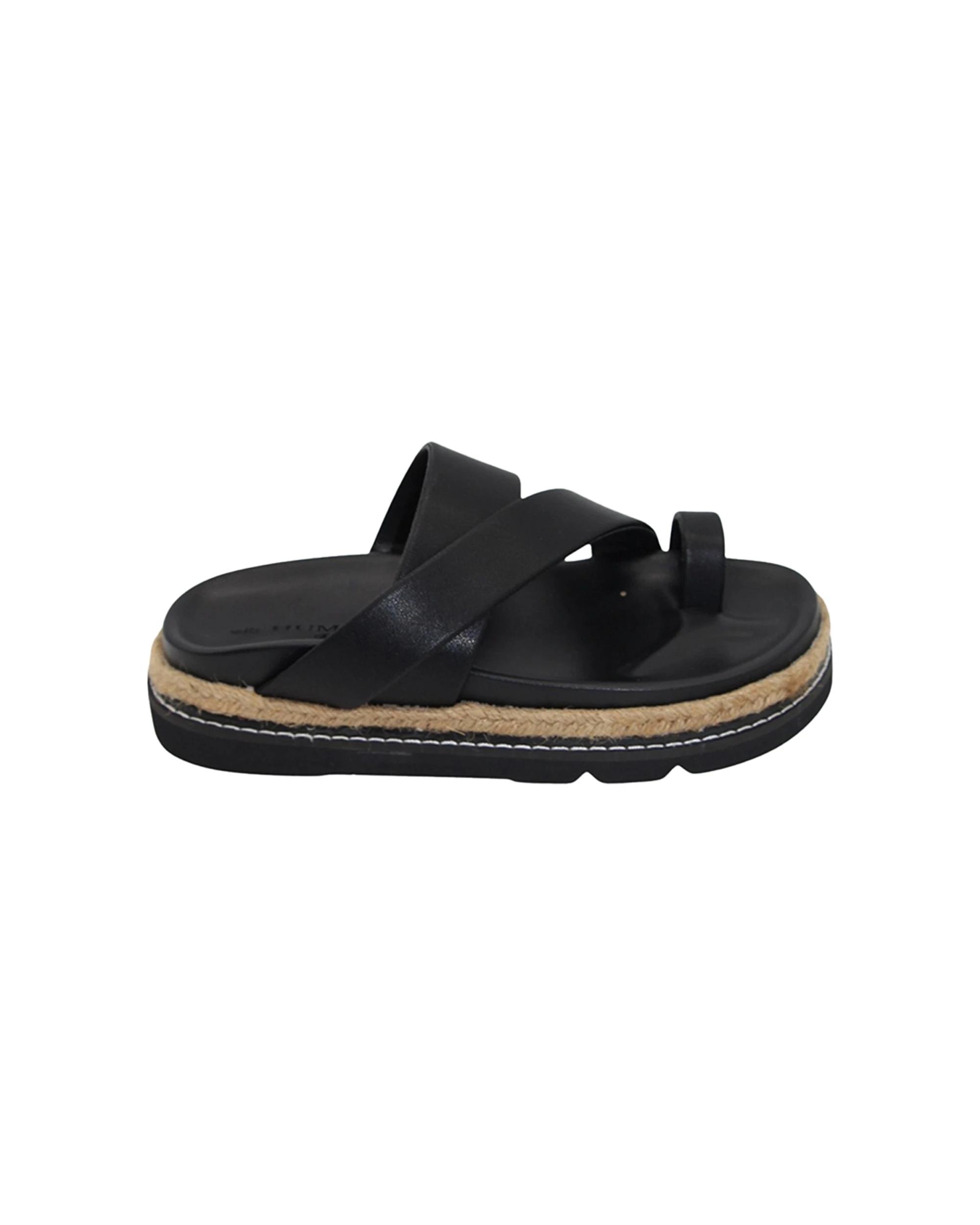 1 Human Shoes Poppy Women Slides Crossover Straps Padded Sandals Black BLACK, 1 of 7