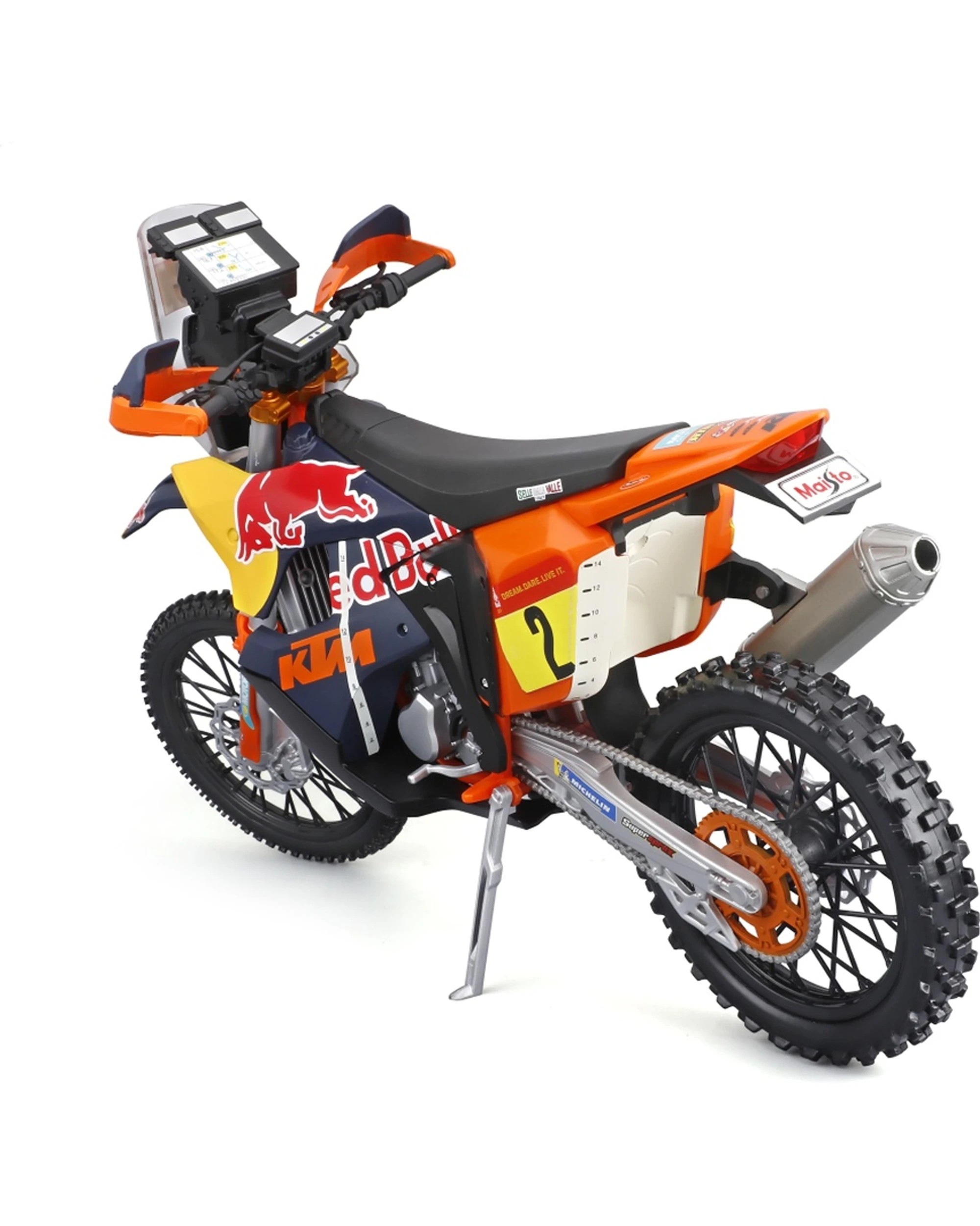 6 Maisto Bull KTM 450 Rally Dakar Model Toby Price 2024 Edition Replica Toy Bike - Red, 6 of 6