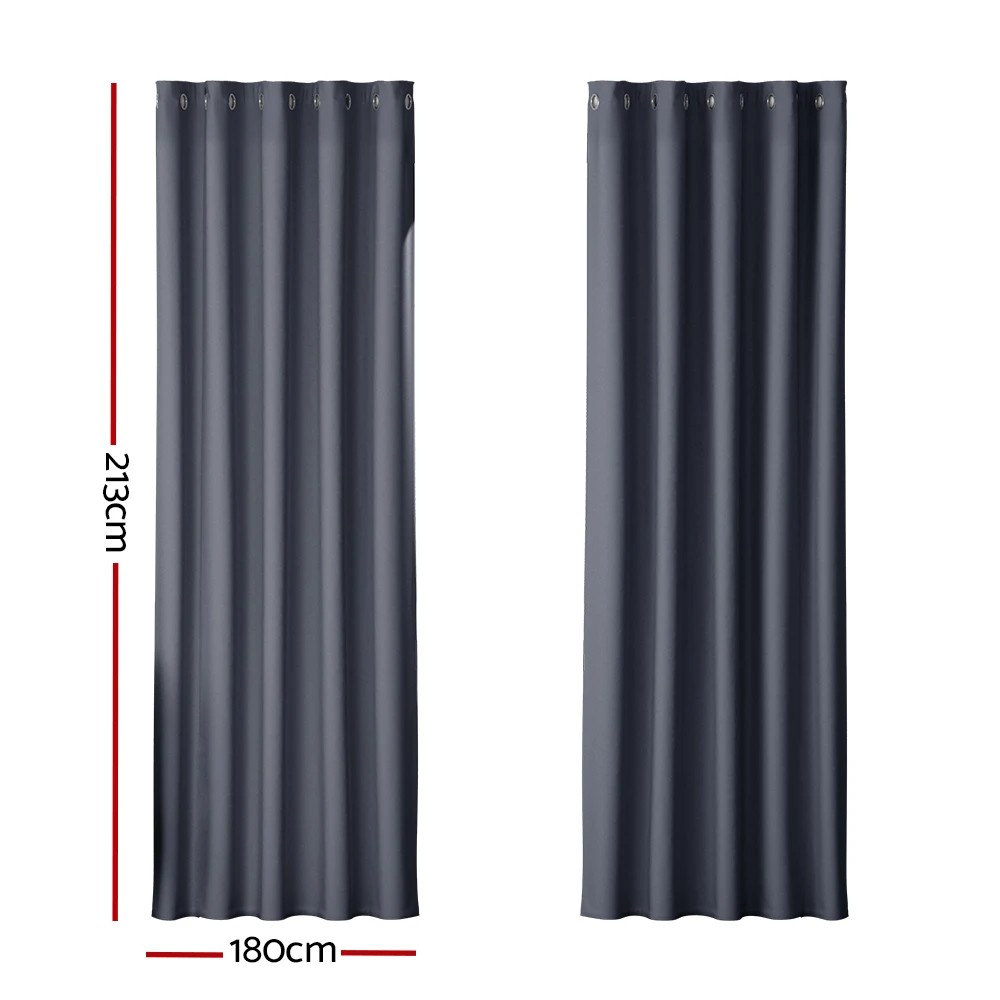 2 Artiss 2X Blockout Curtains Eyelet 180x213cm - Charcoal, 2 of 5