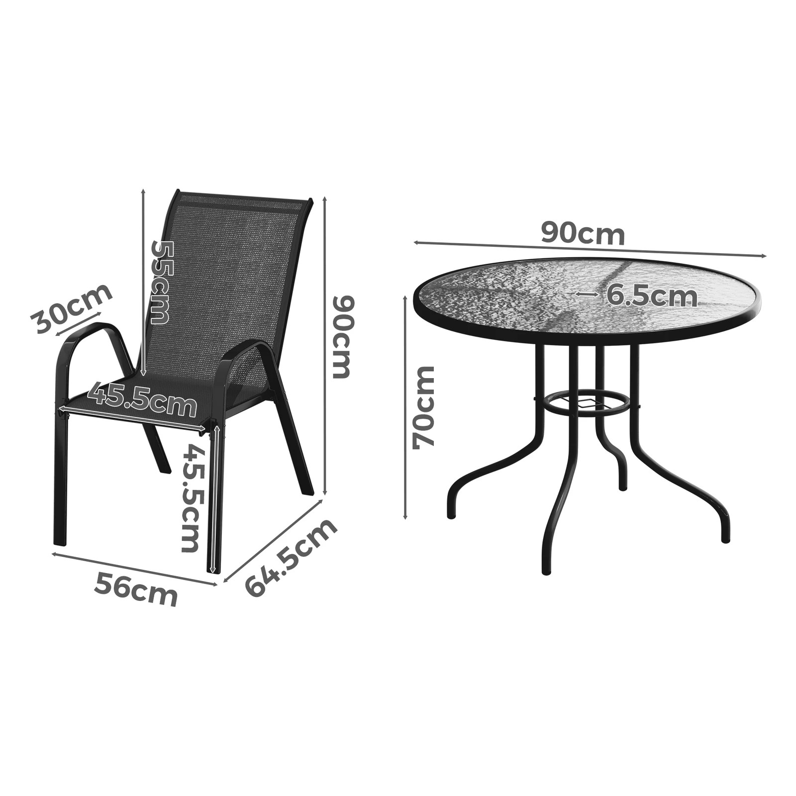 5 Alfordson 5PCS Outdoor Dining Set Table and Chairs Patio Furniture Round - Black, 5 of 9