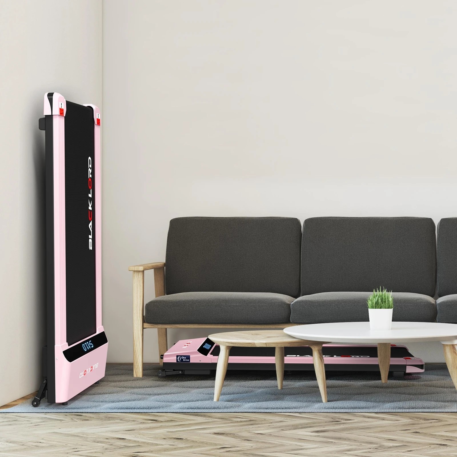 10 Black Lord Treadmill Electric Walking Pad Steel Frame Under Desk Gym 410mm - Pink, 10 of 10