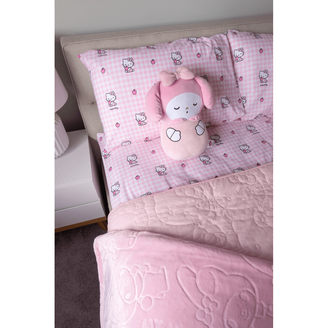 7 Hello Kitty Quilted Coverlet
 - Queen Bed
 - Pink, 7 of 8