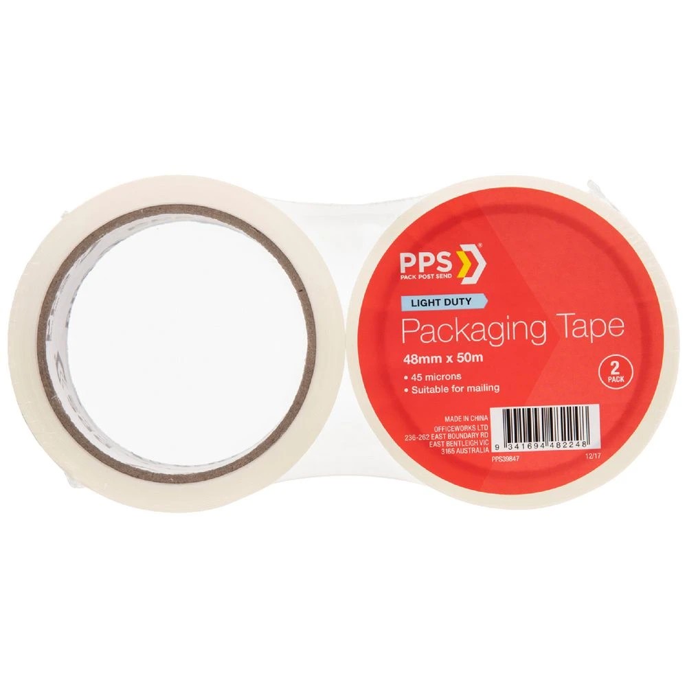 1 PPS 48mm x 50m Light Duty Packaging Tape Clear 2 Pack, 1 of 1
