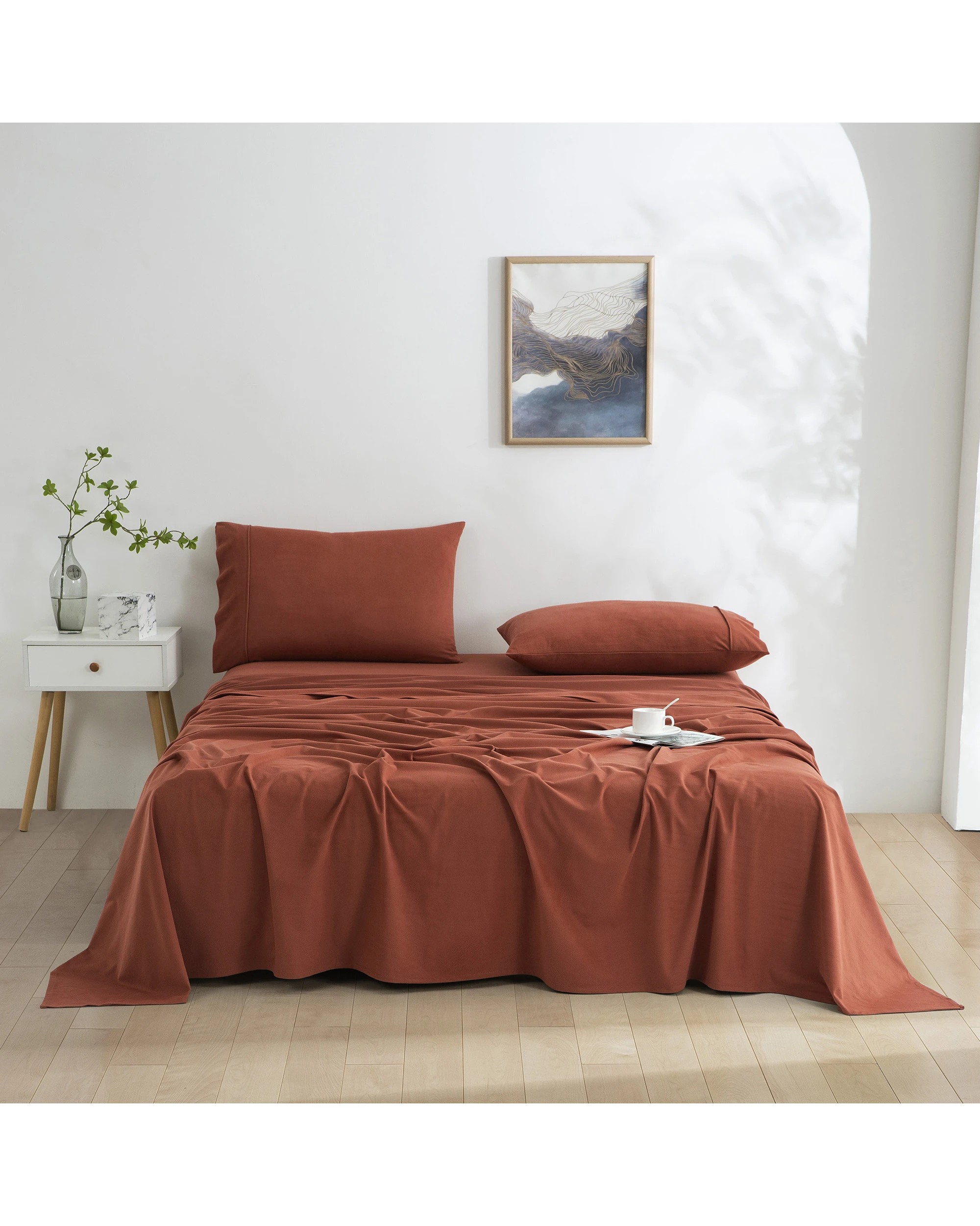 1 Dreamaker Micro Flannel Sheet Set - Single Bed - Sienna, 1 of 9