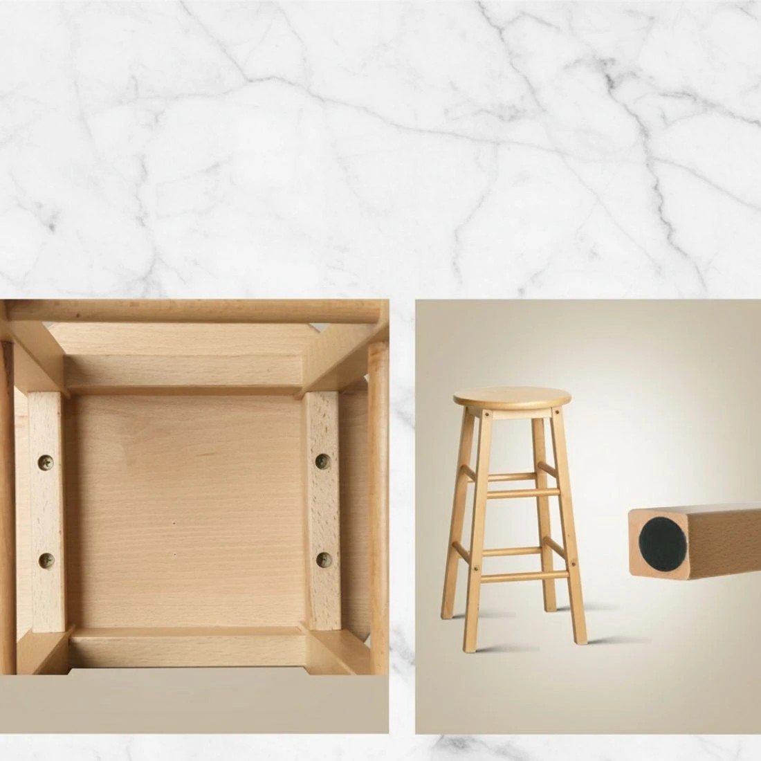 5 Artiss Bar Table and Stools Set Dining Desk Kitchen Chairs Cafe Pub - Natural, 5 of 5