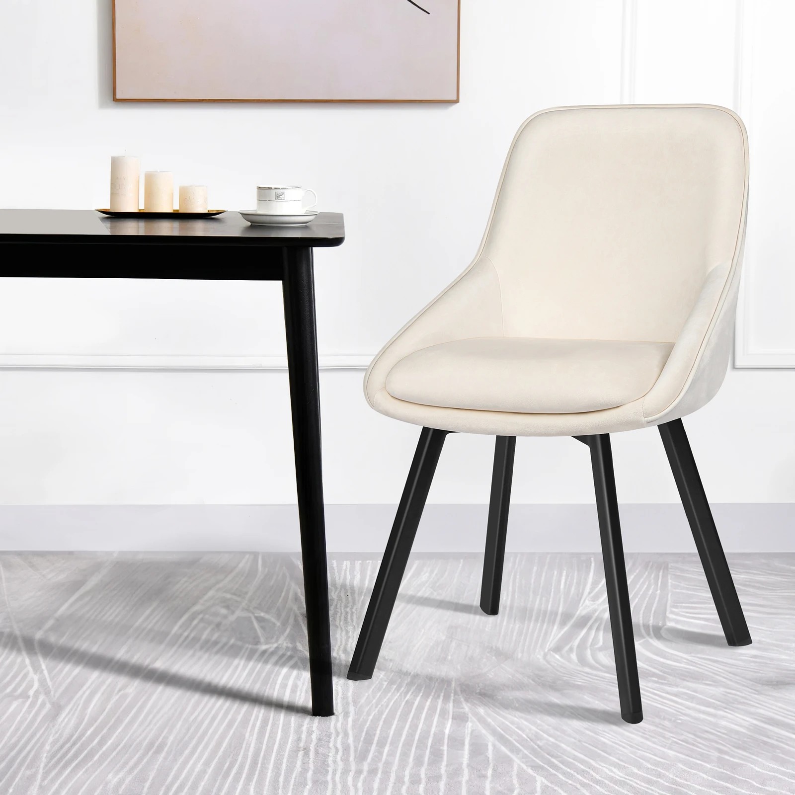 4 Alfordson 4x Dining Chairs Accent Kitchen Swivel Lounge Padded Seat Velvet - Beige, 4 of 8