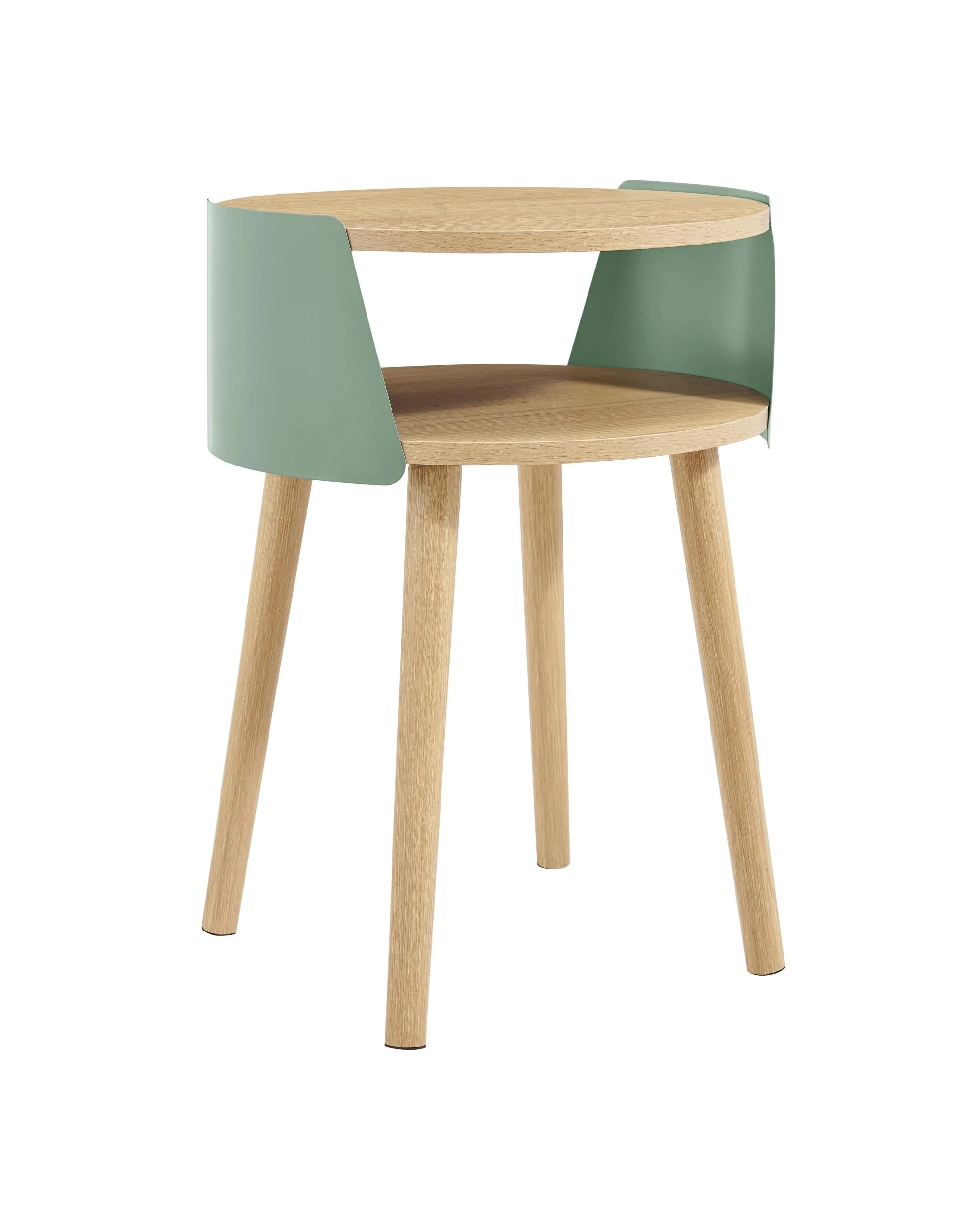 1 Kodu Side Table Bedside Shelf Round - Green, 1 of 9