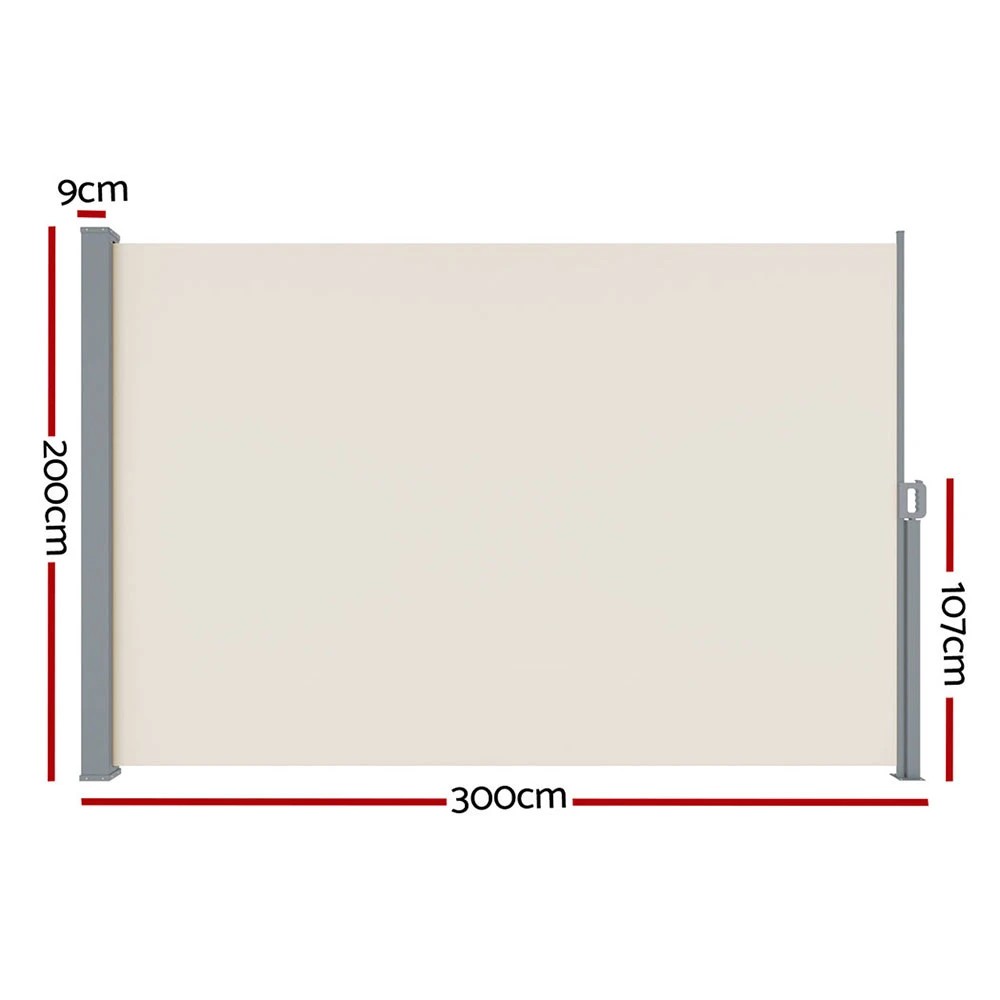 2 Instahut Side Awning Sun Shade Outdoor Blinds Retractable Screen 2X3M - White, 2 of 5