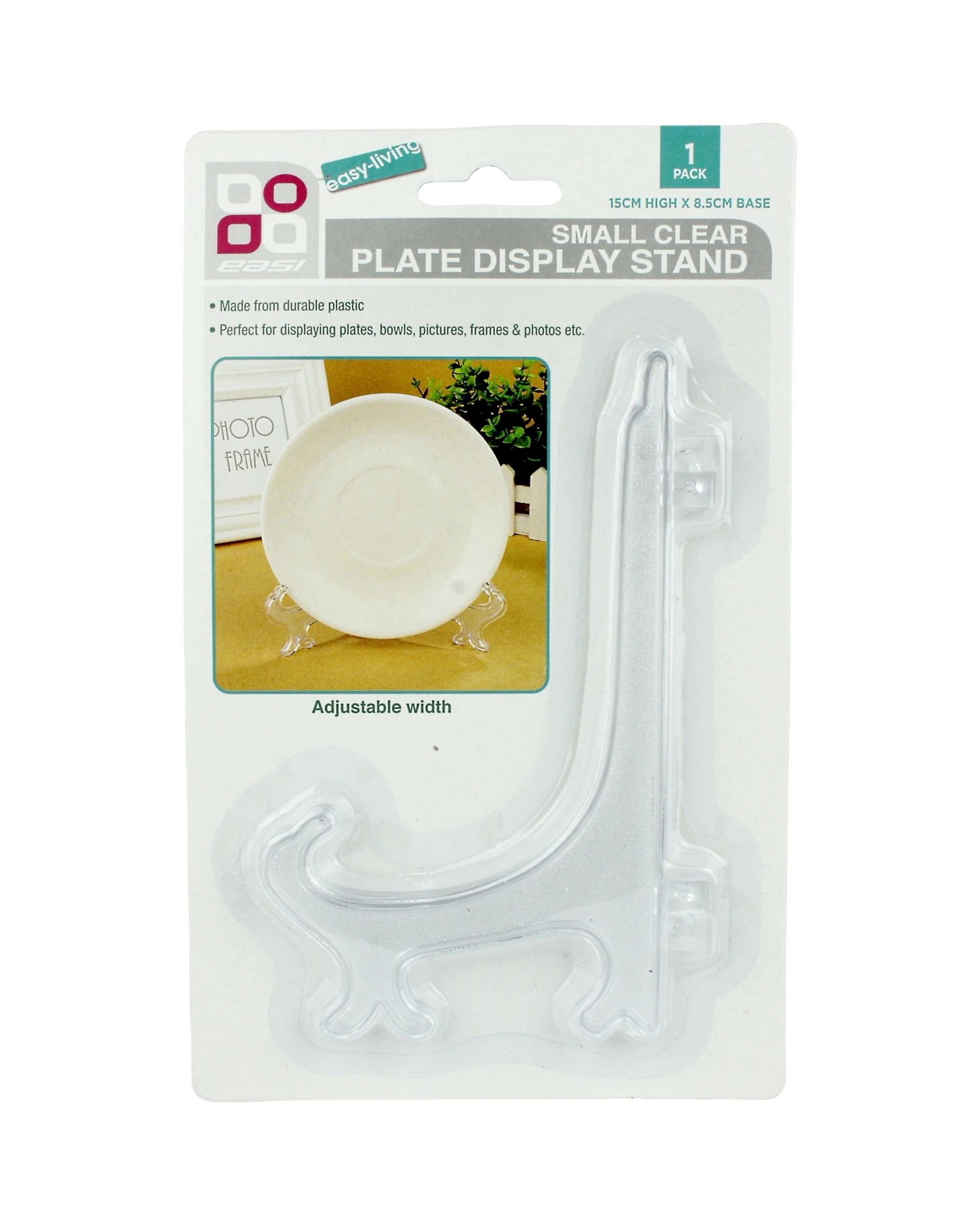 1 Durmaz 15cm Foldable Plastic Plate Stand - Clear, 1 of 2