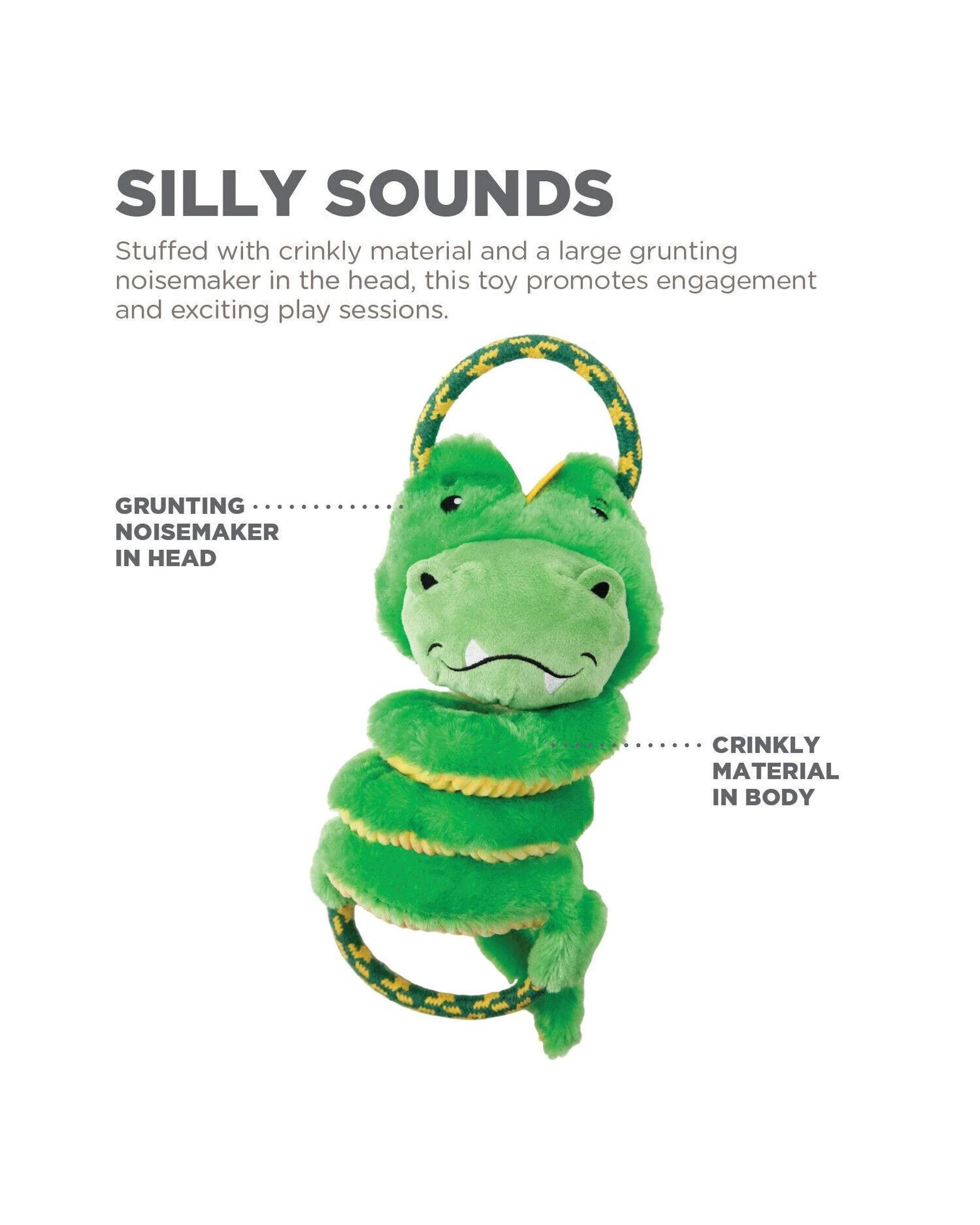 6 Outward Hound Springys Gator Interactive Plush Dog Squeaker Toy, 6 of 9