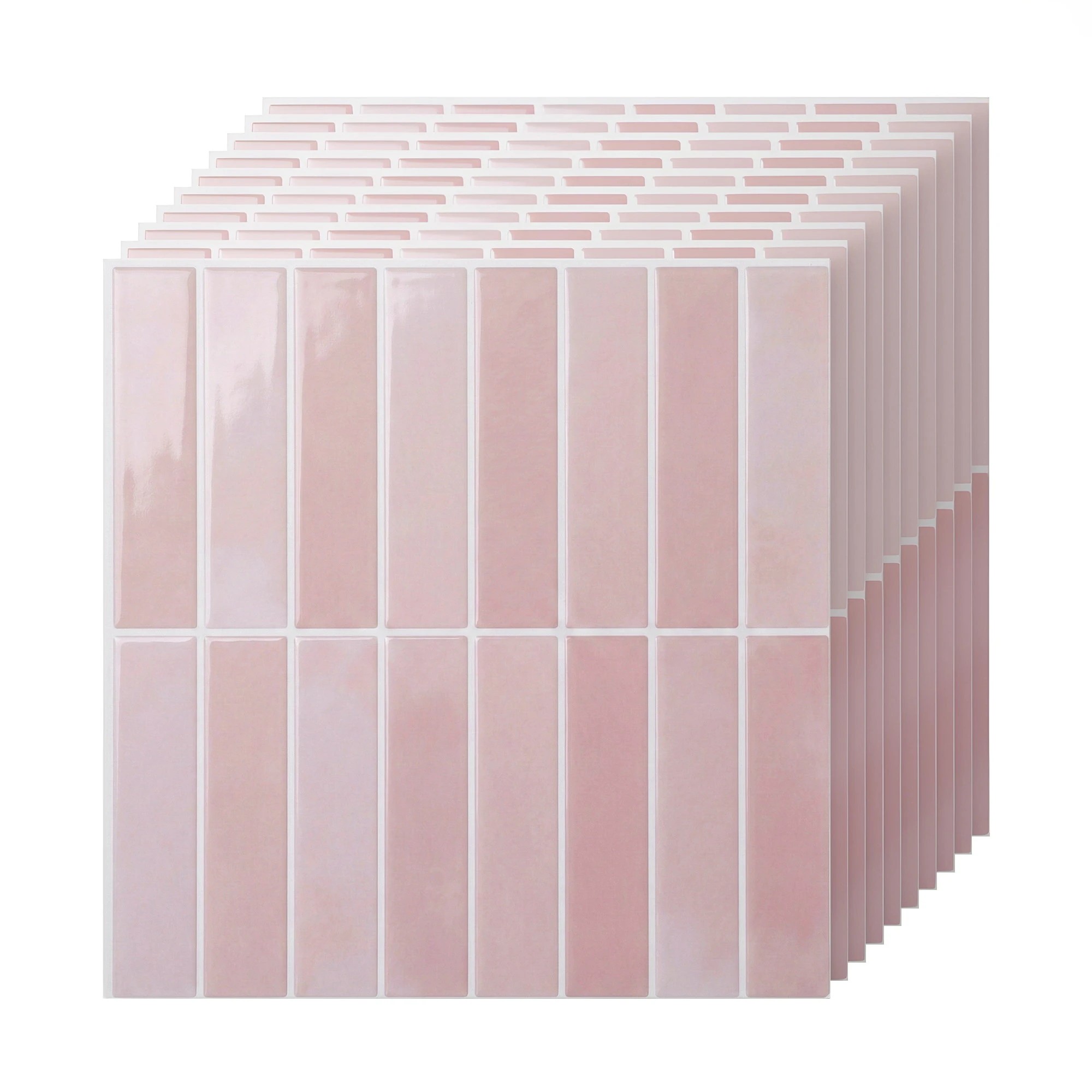 1 Artiss 3D Peel and Stick Wall Tiles Self Adhesive LinearGrid Backsplash 10 Sheets - Pink, 1 of 1