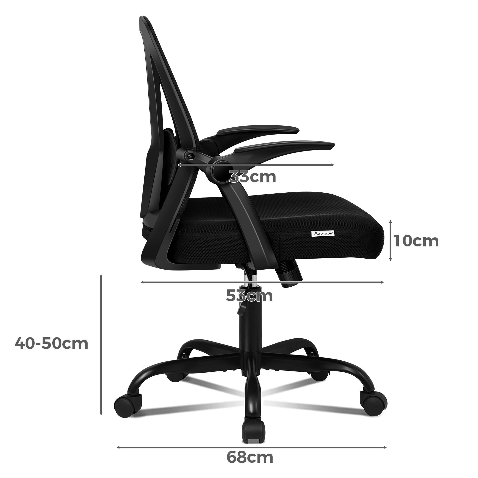 10 Alfordson Mesh Office Chair Executive Fabric Seat Gaming Racing Tilt Computer - Black, 10 of 10
