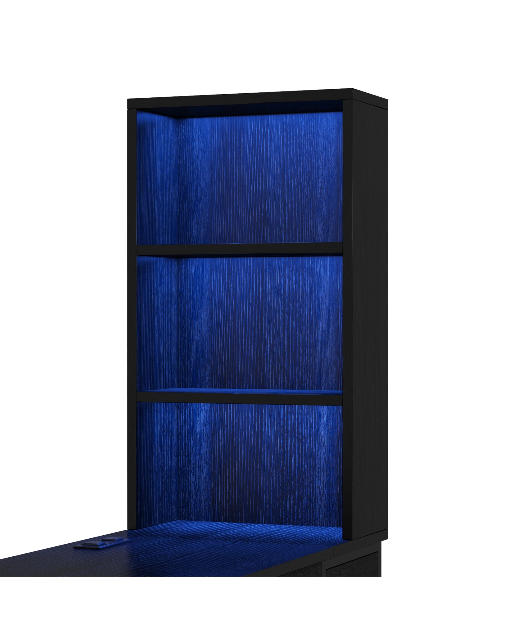 8 Ufurniture LED Gaming Desk with Bookshelf, 4 Drawers & File Cabinet, Reversible Corner Computer Desk for Study - Black, 8 of 9