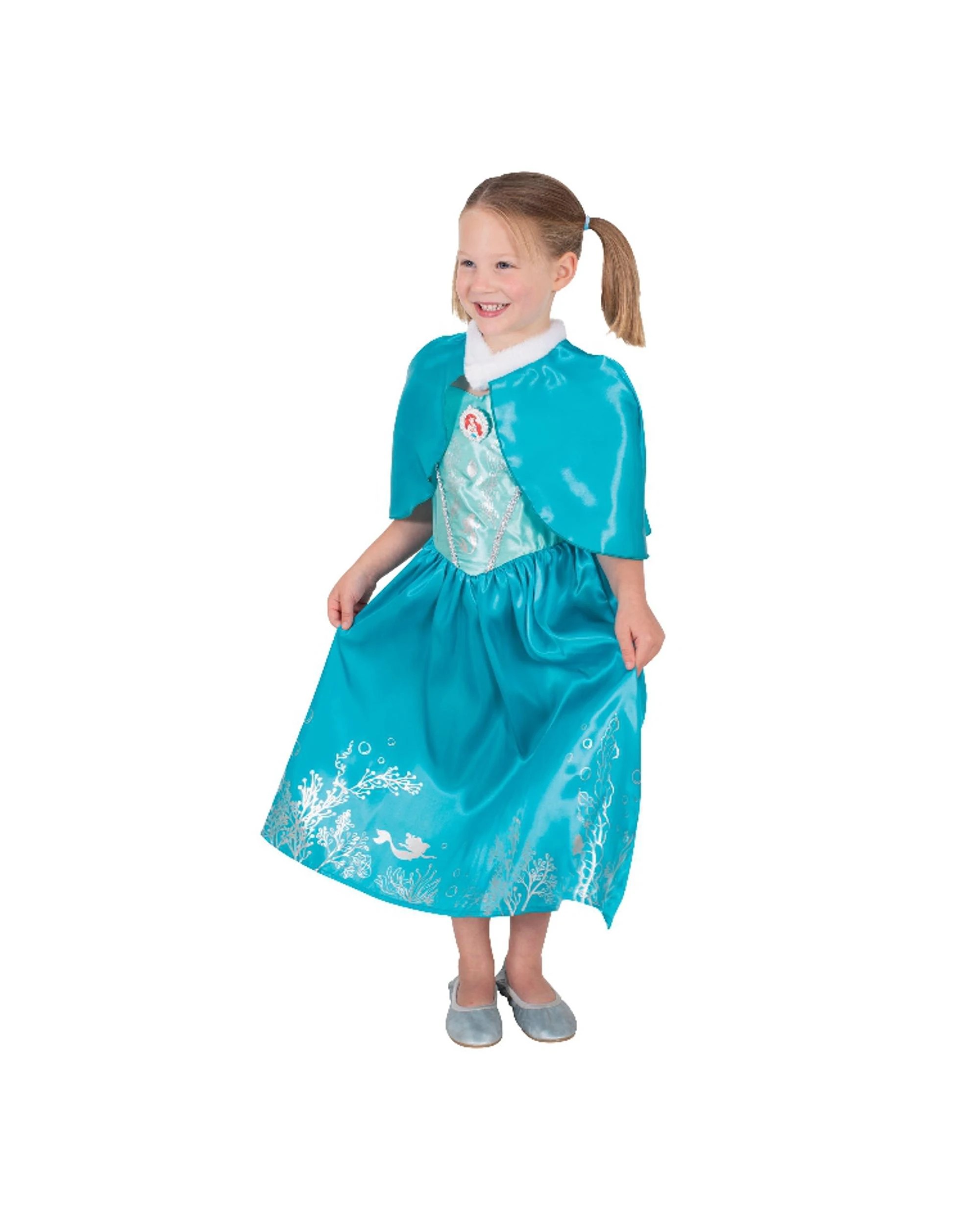 1 Disney Princess Little Mermaid Ariel Deluxe Winter Cloak Child Costume Size S 3-5 Years, 1 of 3