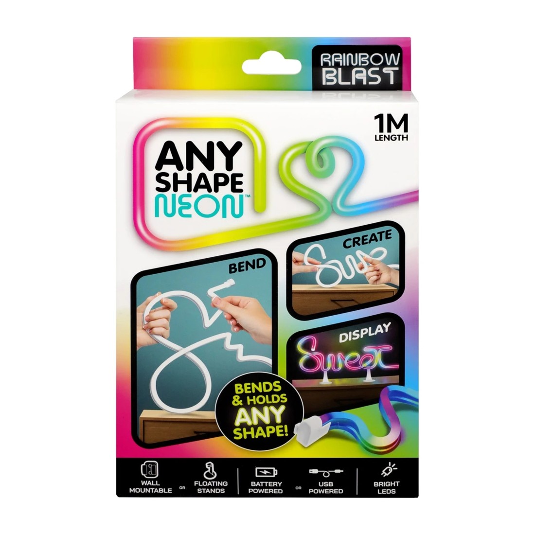 1 1m Rainbow Blast Any Shape Neon Light, 1 of 5