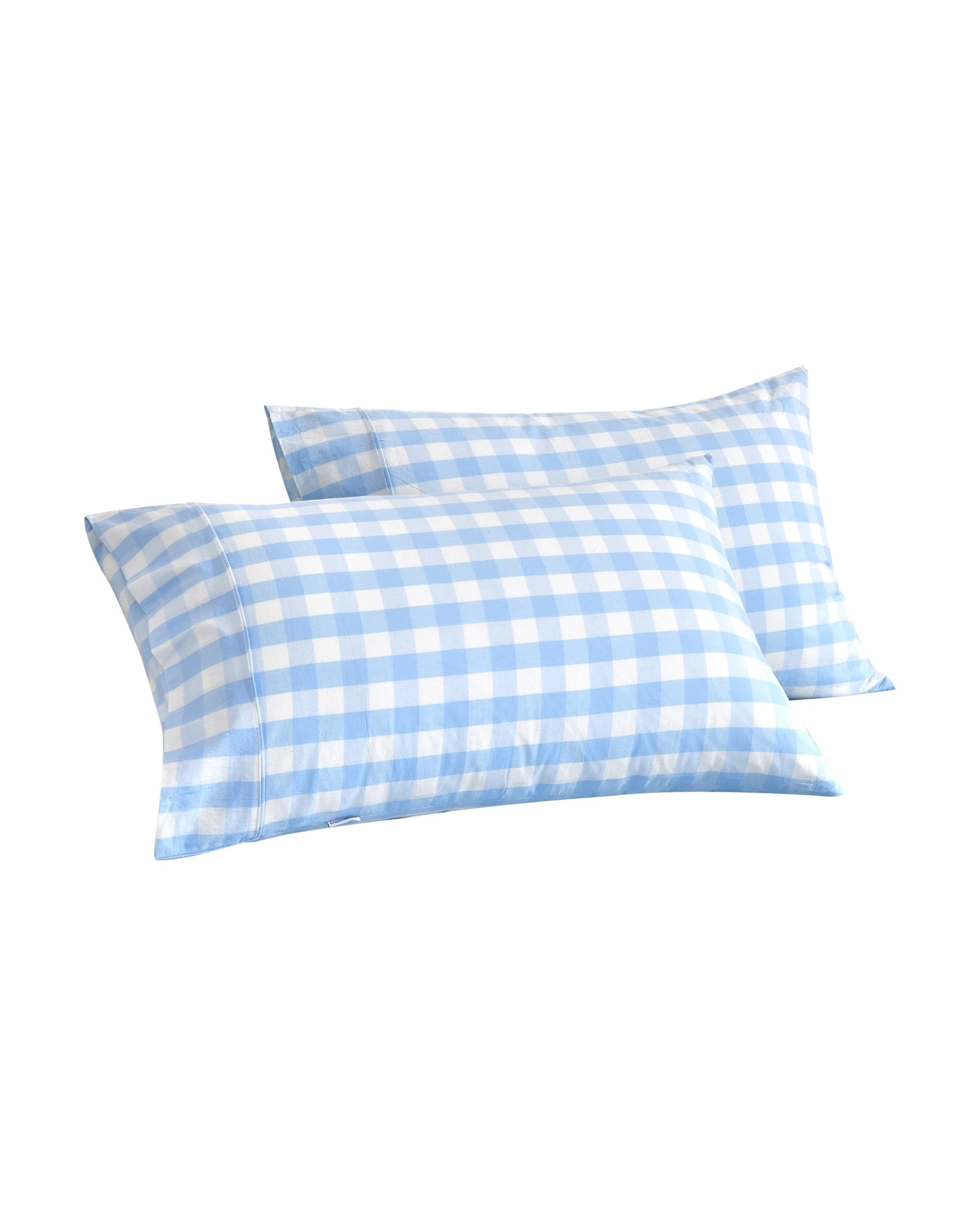 6 Dreamaker Twin Pack Lola Yarn Dyed Washed Cotton Gingham Standard Pillowcase - Sky, 6 of 6