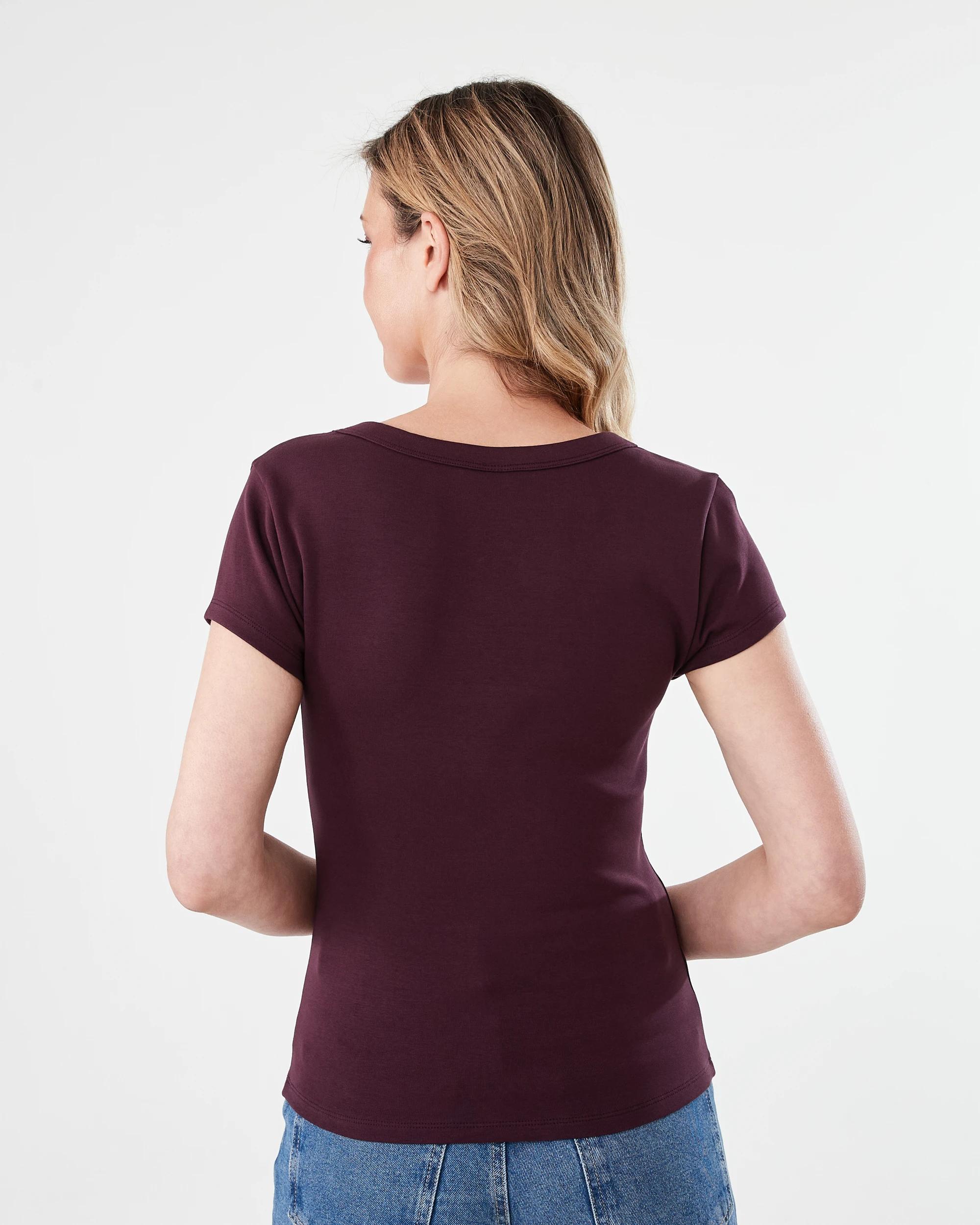 3 Short Sleeve Elevated Scoop Neck T-shirt Fudge, 3 of 5