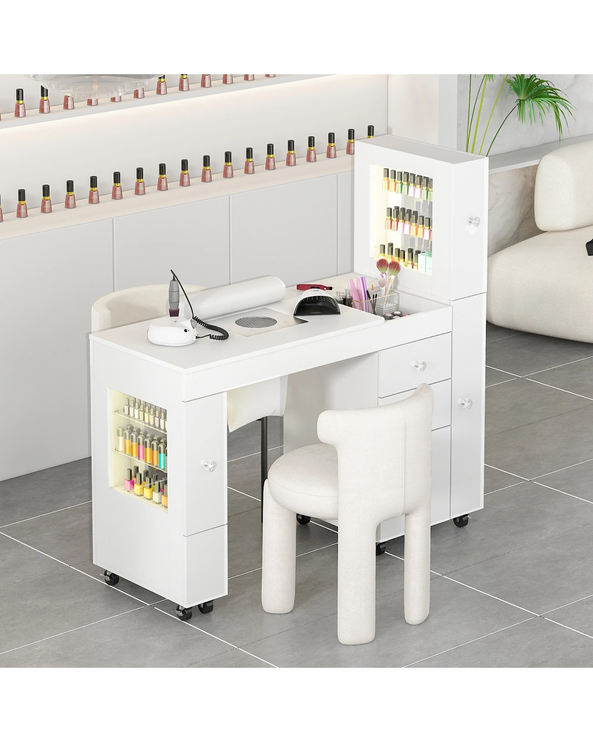 8 Advwin Manicure Table With Led Light Display Cabinet Dust Collector, 8 of 8