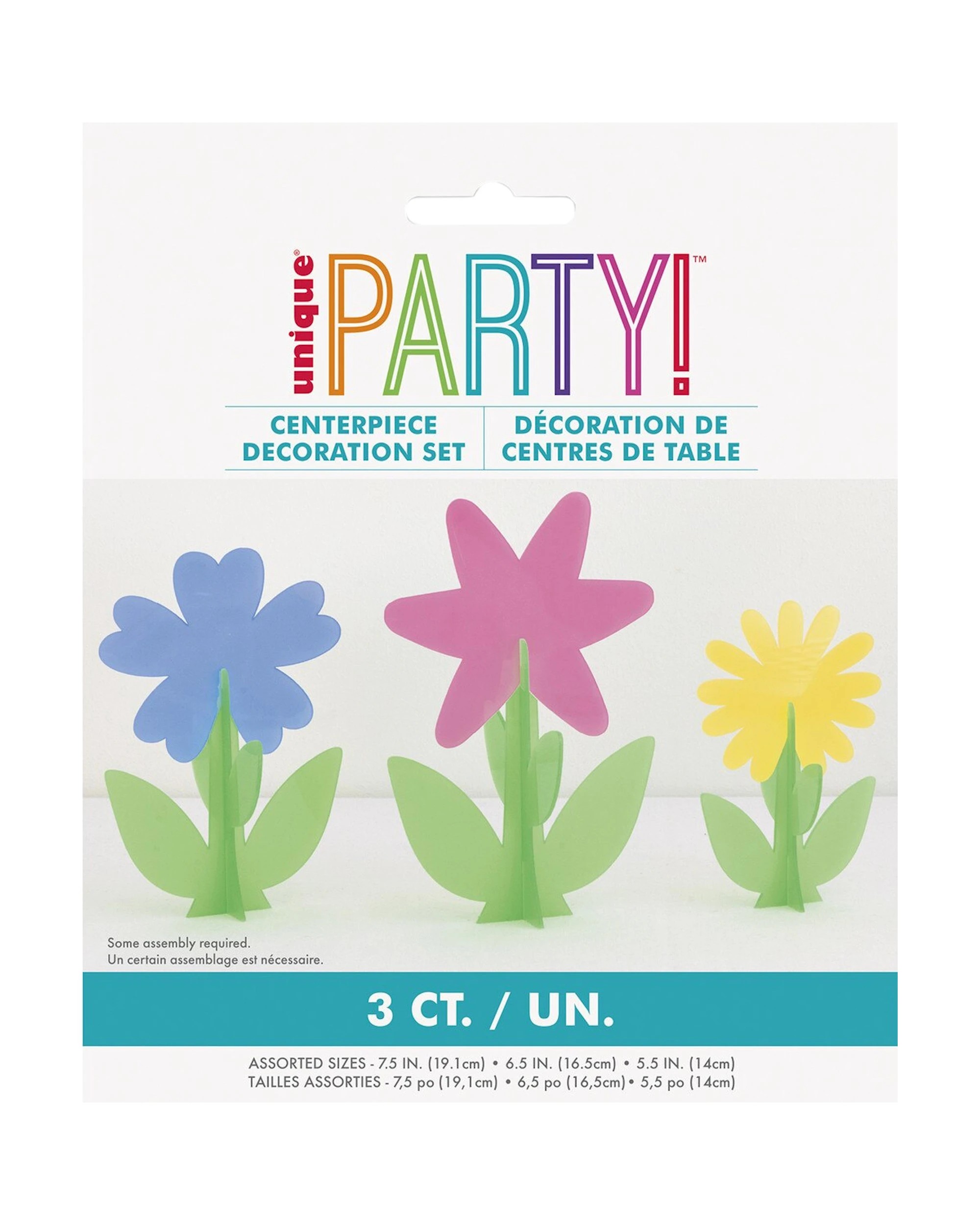 5 Unique 3D Plastic Flower Table Centrepieces Pack of 3 - Multi, 5 of 5