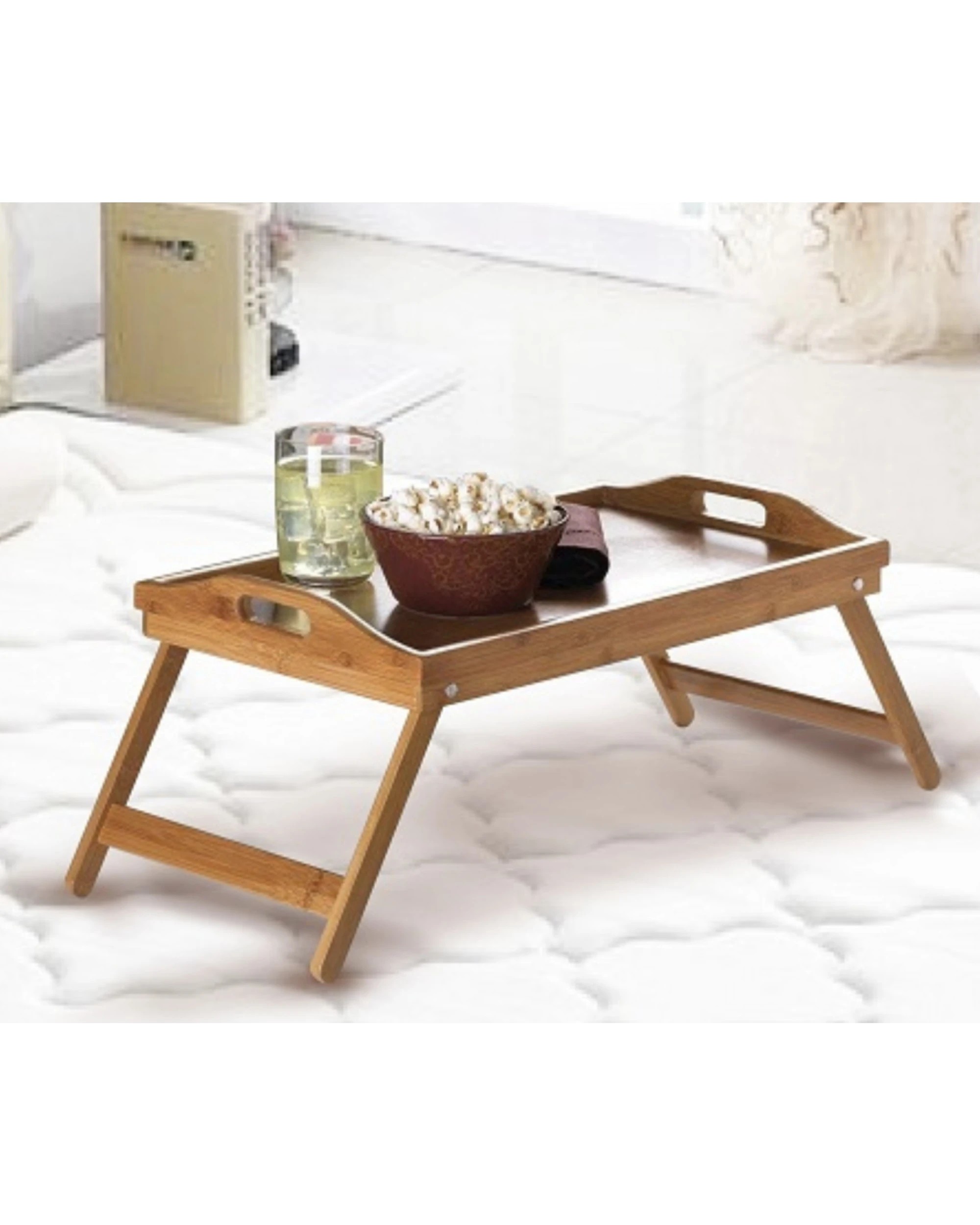 2 BR Home Bamboo Fold-Up Serving Tray for Tea and Coffee, 2 of 4
