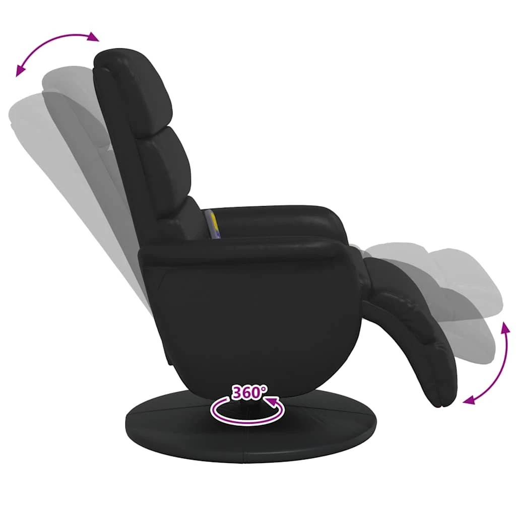 8 vidaXL Contemporary Massage Recliner Chair Footrest - Black, 8 of 9