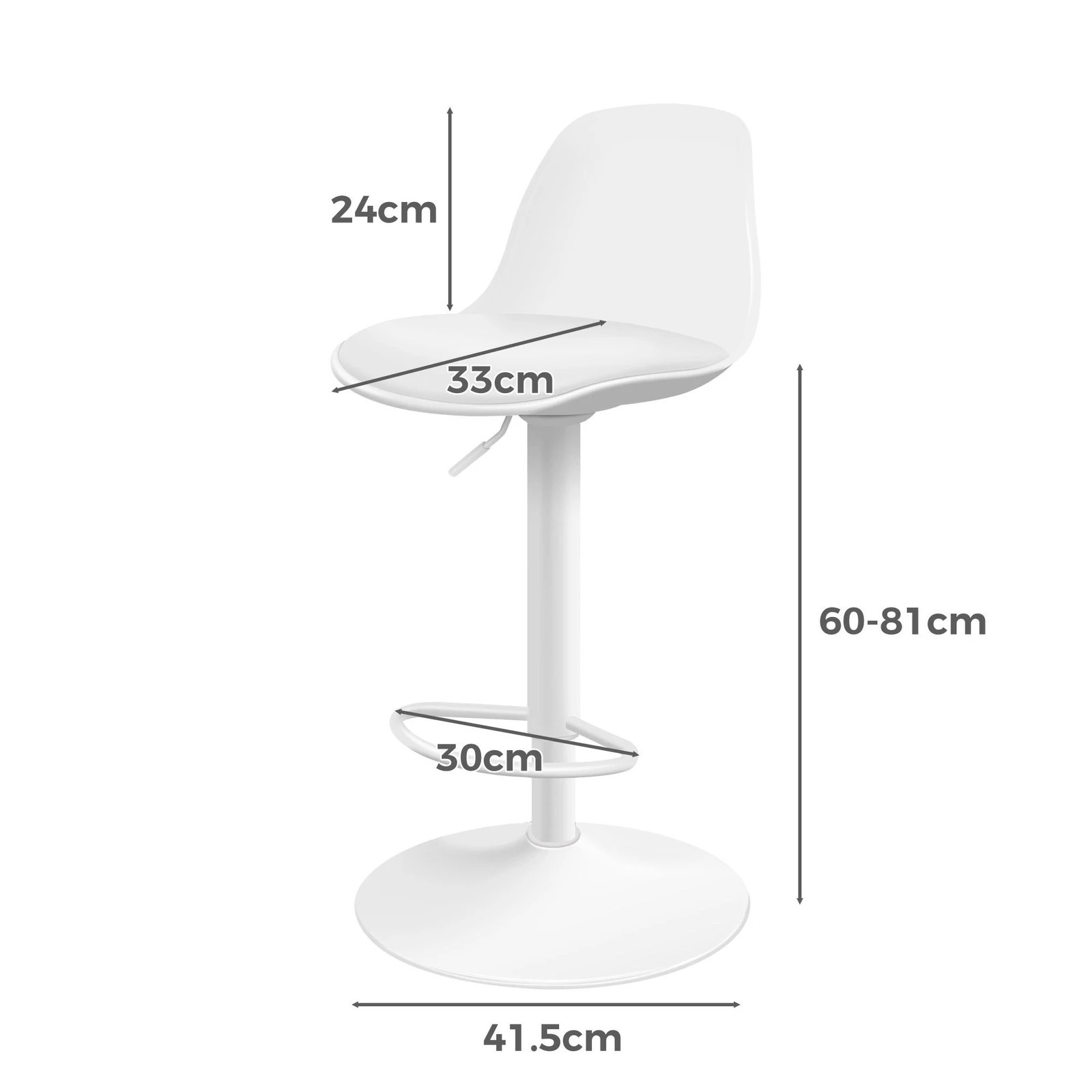 6 Alfordson 2x Bar Stools Kitchen Swivel Chair Leather Gas Lift Philip - White, 6 of 8