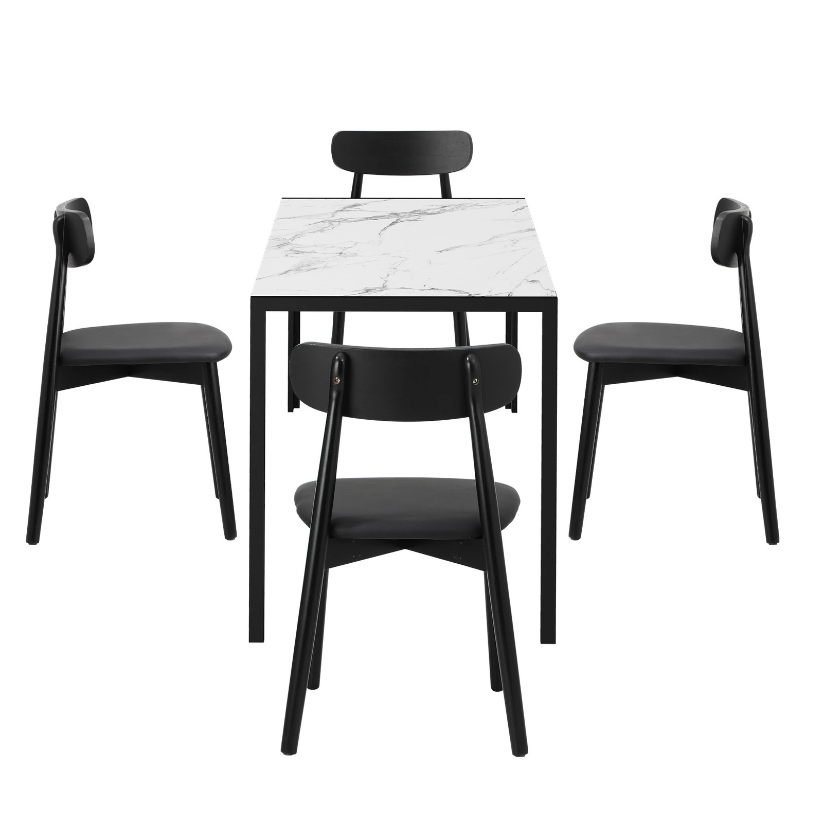 8 Oikiture 1.2m Dining Table Set with 4PCS Wooden Chairs PU Leather - Multi, 8 of 9