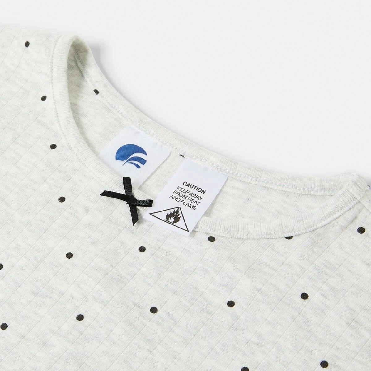 6 Long Sleeve Pointelle Pyjama Set White Dots, 6 of 7