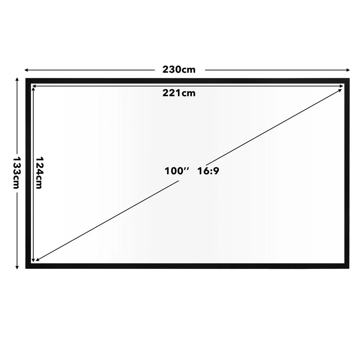 2 AUSWAY Fixed Frame Projector Screen 4K Ultra HD 16:9 Large, 2 of 5