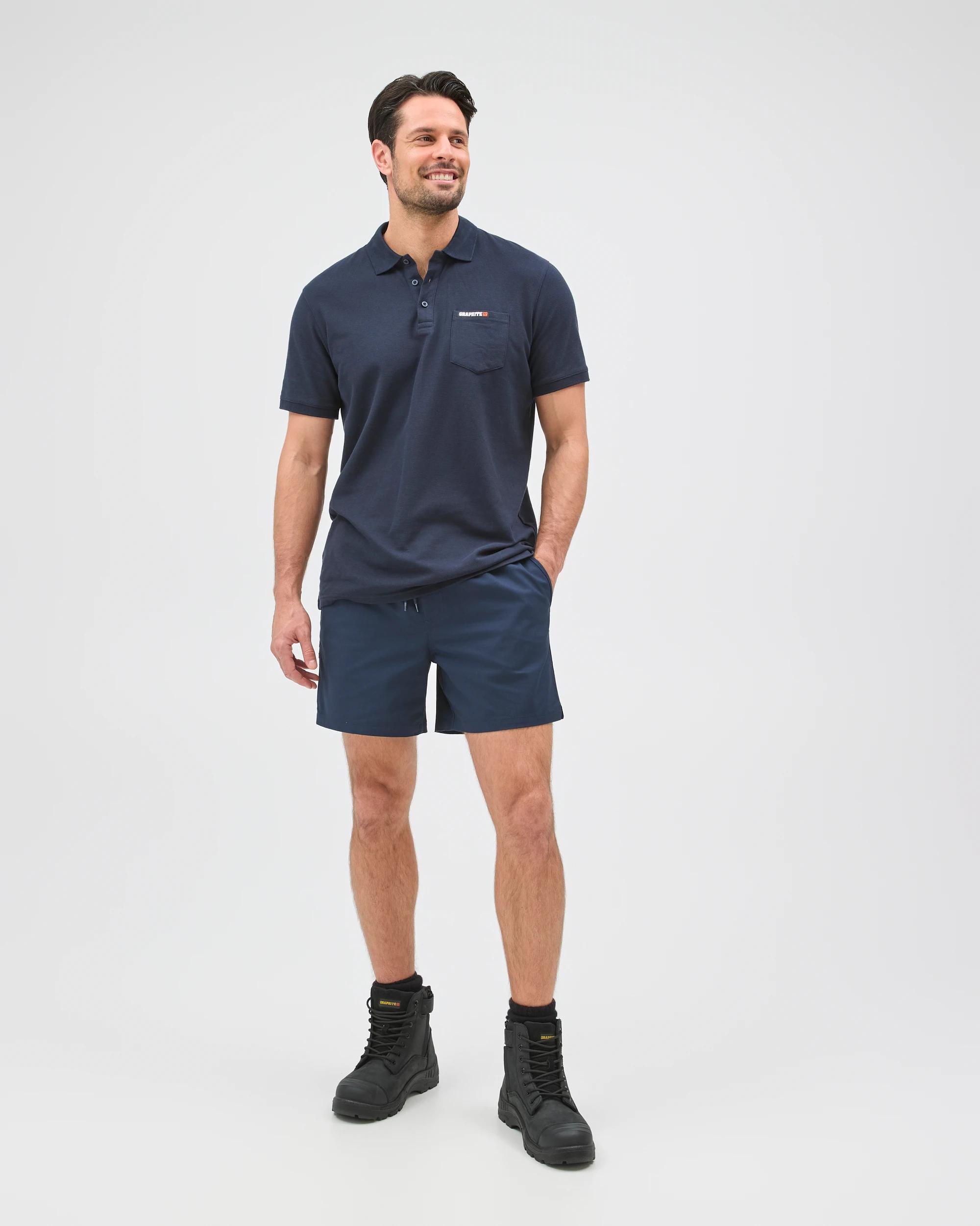 2 Graphite Performance Elastic Waist Work Shorts NAVY BLUE, 2 of 8