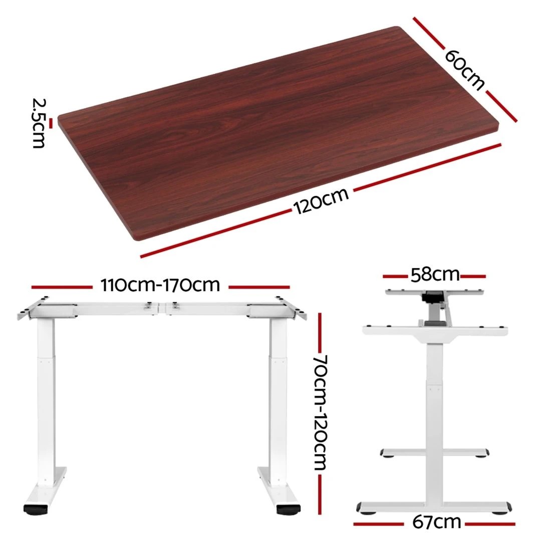 1 Artiss Standing Desk Motorised Dual Motor 120CM Walnut - Brown, 1 of 5