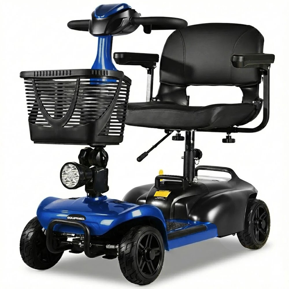 1 Equipmed FreeLite+ Mid-Sized Foldable Mobility Scooter - Blue, 1 of 1