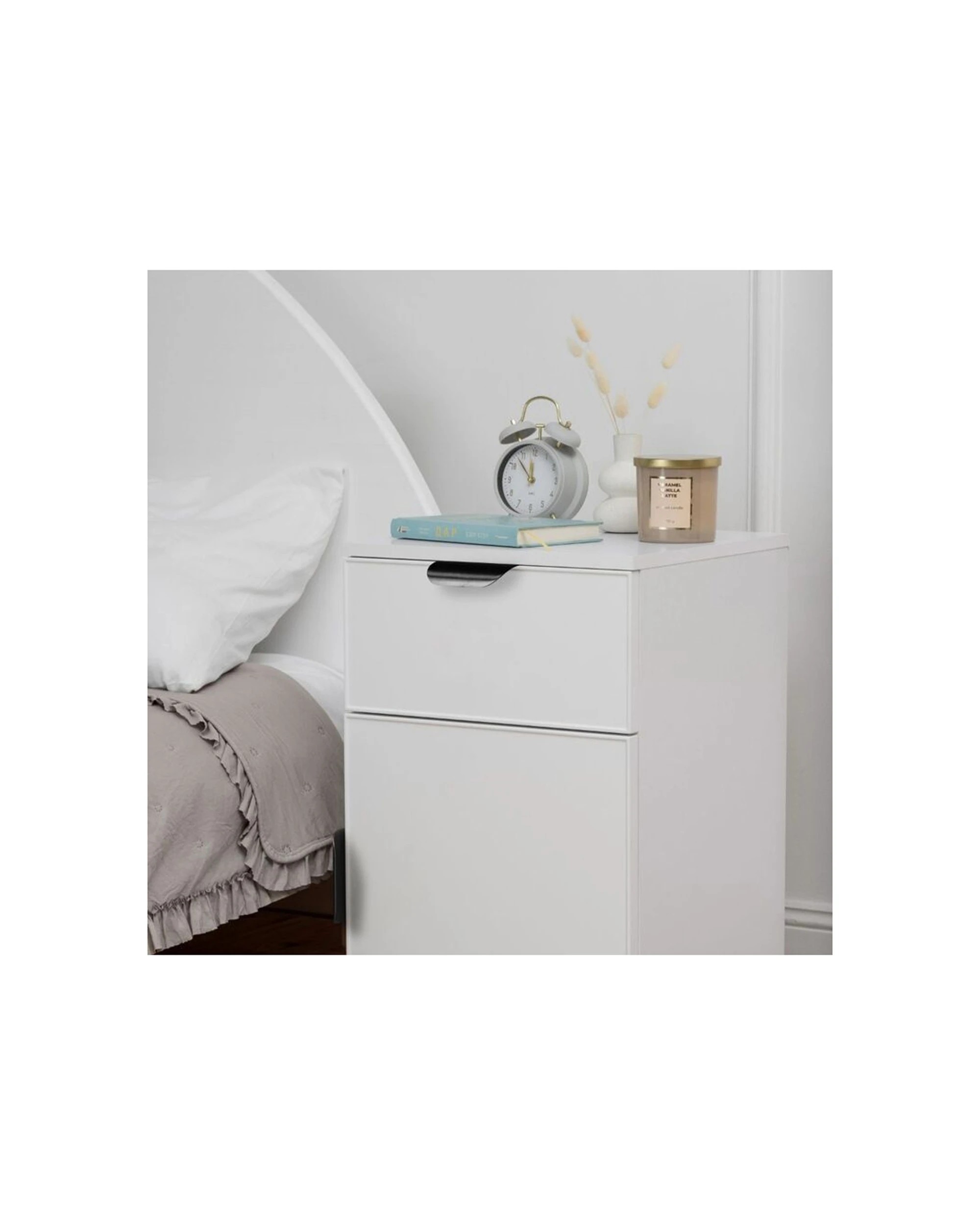 3 European Cabinetry Porto Bedside Table Slim Front Pull Handle - White, 3 of 4