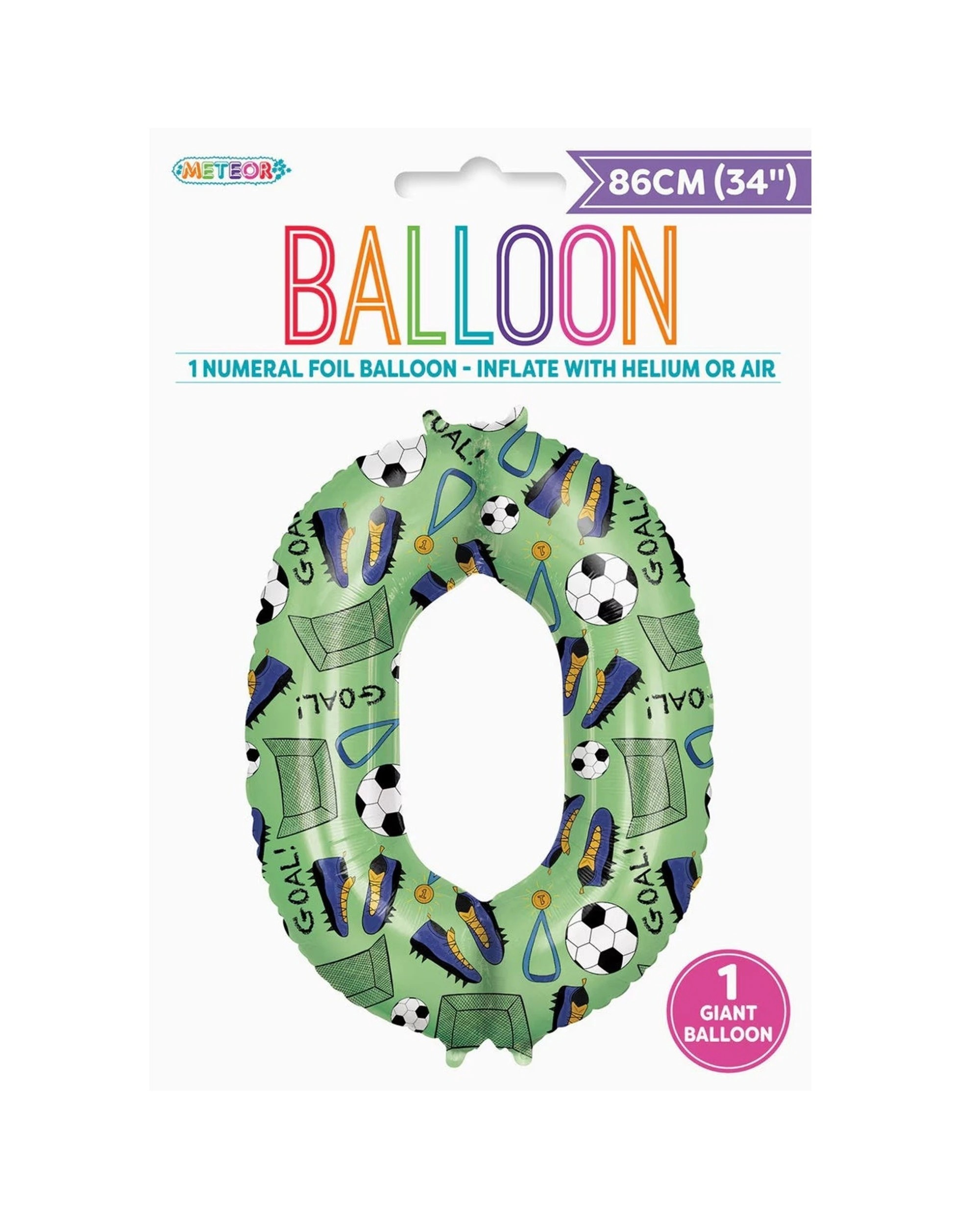 1 Meteor Party Foil Balloon Soccer Number 0 Giant Decoration 34in - Green, 1 of 1