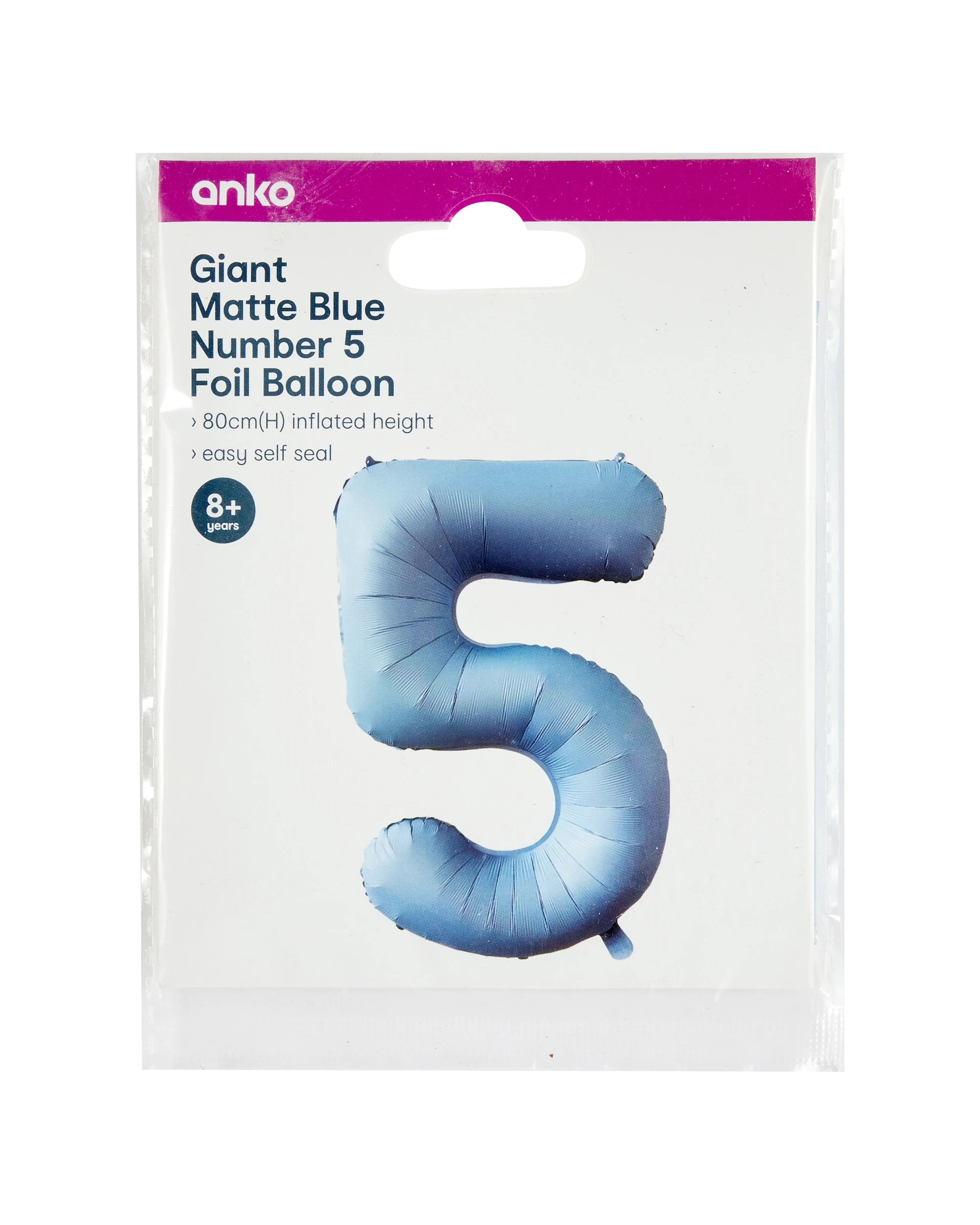 5 Giant Matte Blue Number 5 Foil Balloon, 5 of 5