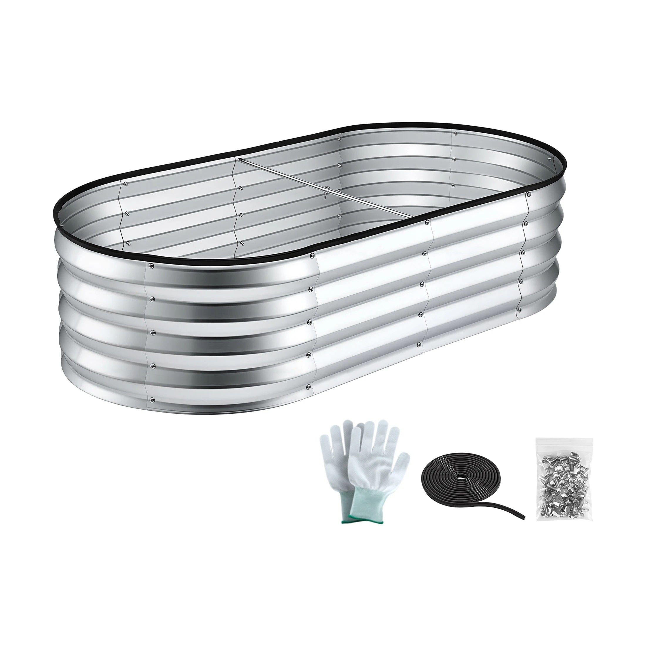 3 Green Fingers Raised Garden Bed Galvanised Oval Metal Planter Box Large Outdoor - Silver, 3 of 5
