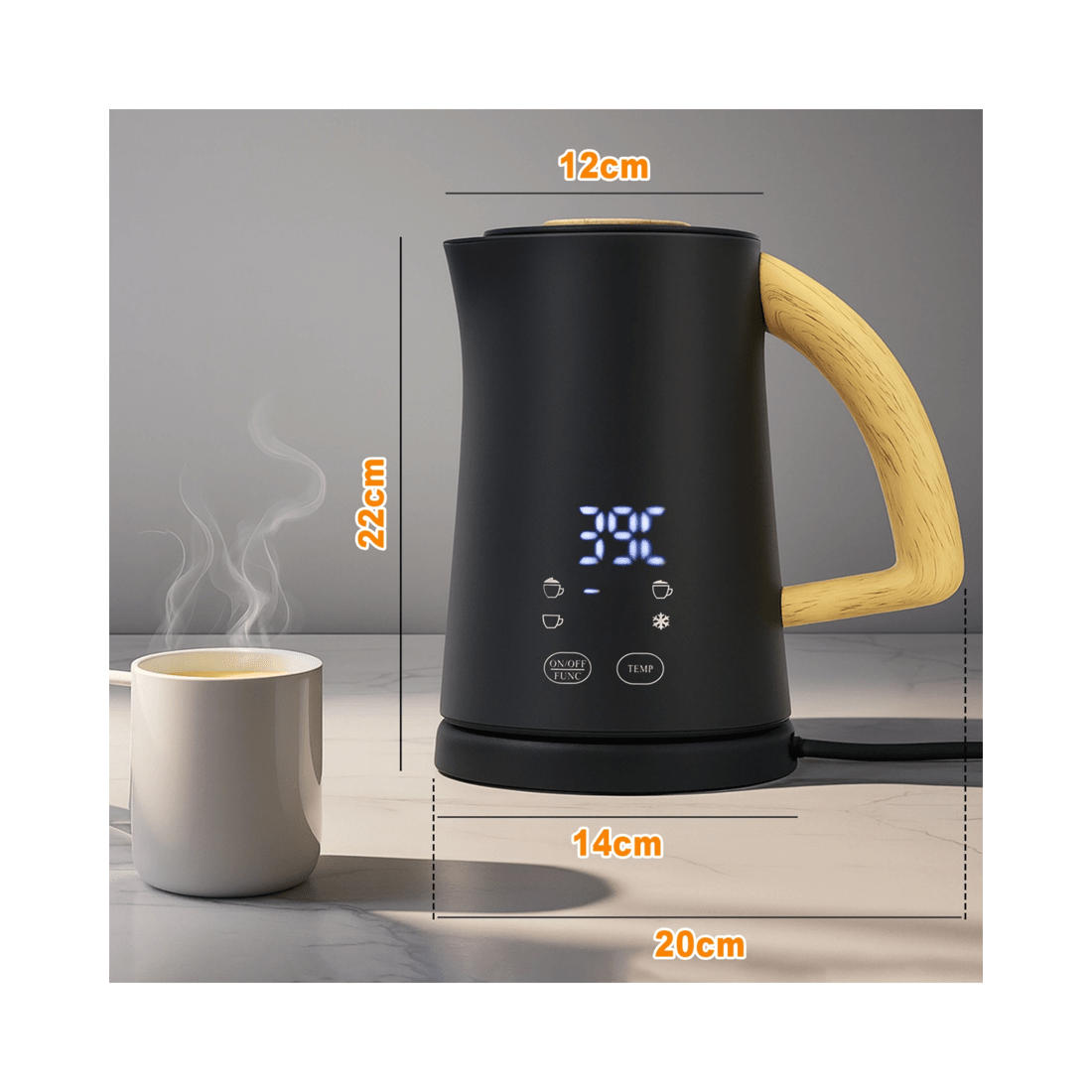 7 Advwin Electric Milk Frother, 4-in-1 Hot & Cold Frothing Coffee Steamer Frother, Digital Display Foam Maker, 7 of 7