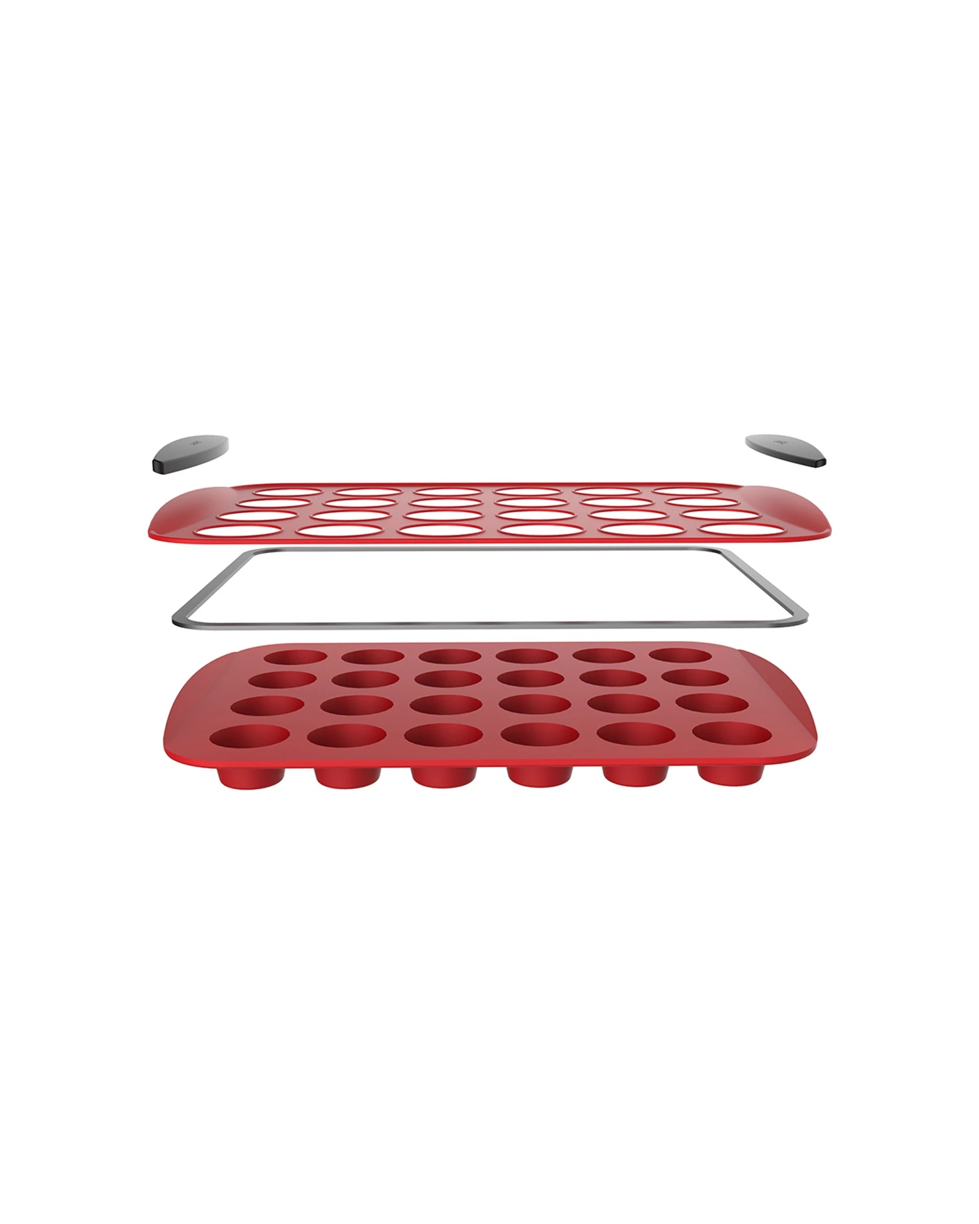 3 Daily Bake 24 Cup Silicone Mini Muffin Pan With Steel Reinforced Frame - Red, 3 of 3