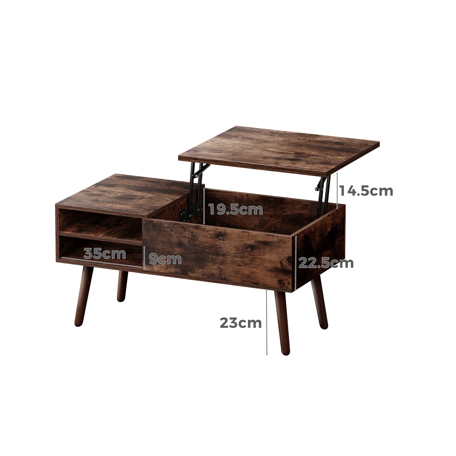 8 Alfordson Coffee Table 2-in-1 Lift Up Hidden Storage Dark Oak, 8 of 10