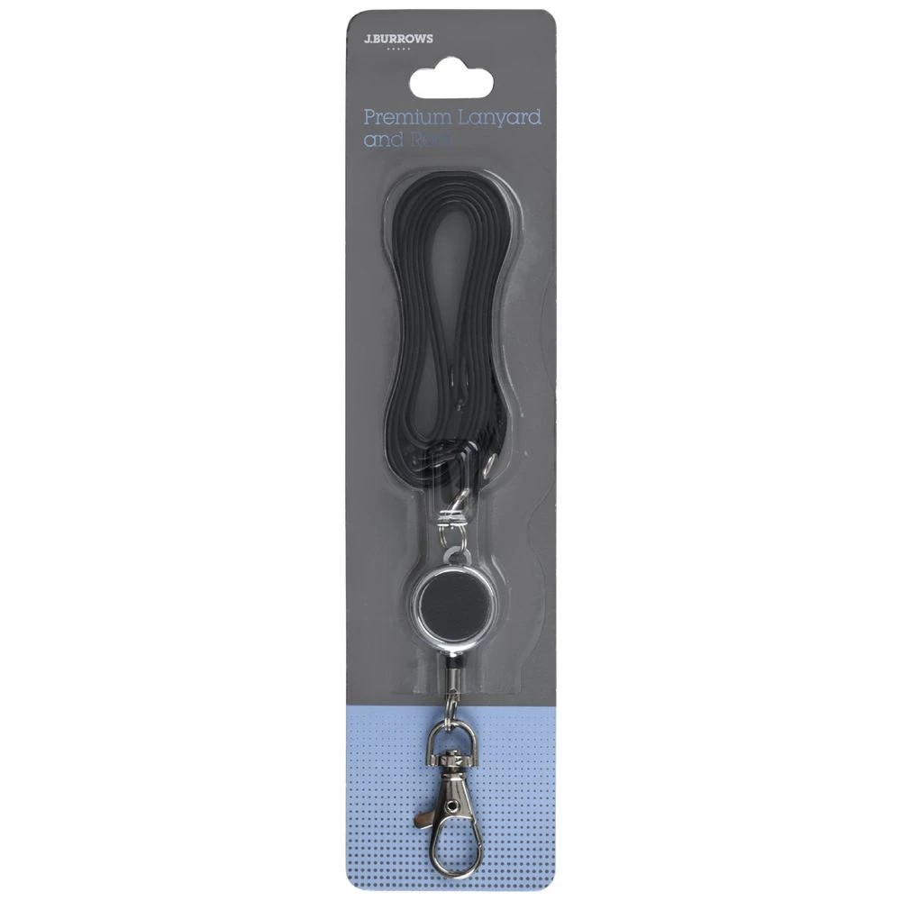 1 J.Burrows Premium Lanyard and Reel Black, 1 of 5
