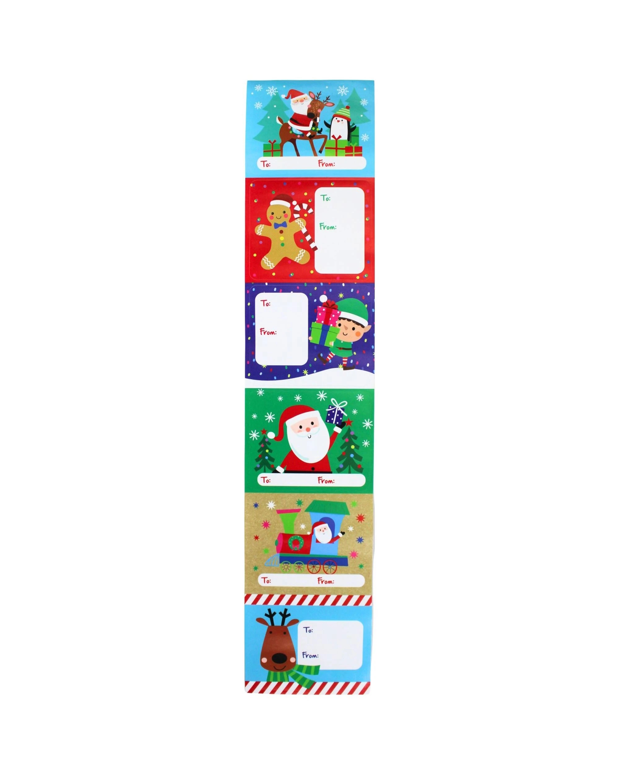 3 Artwrap Festive Christmas Gift Label Stickers Roll of 60 - Multi, 3 of 6