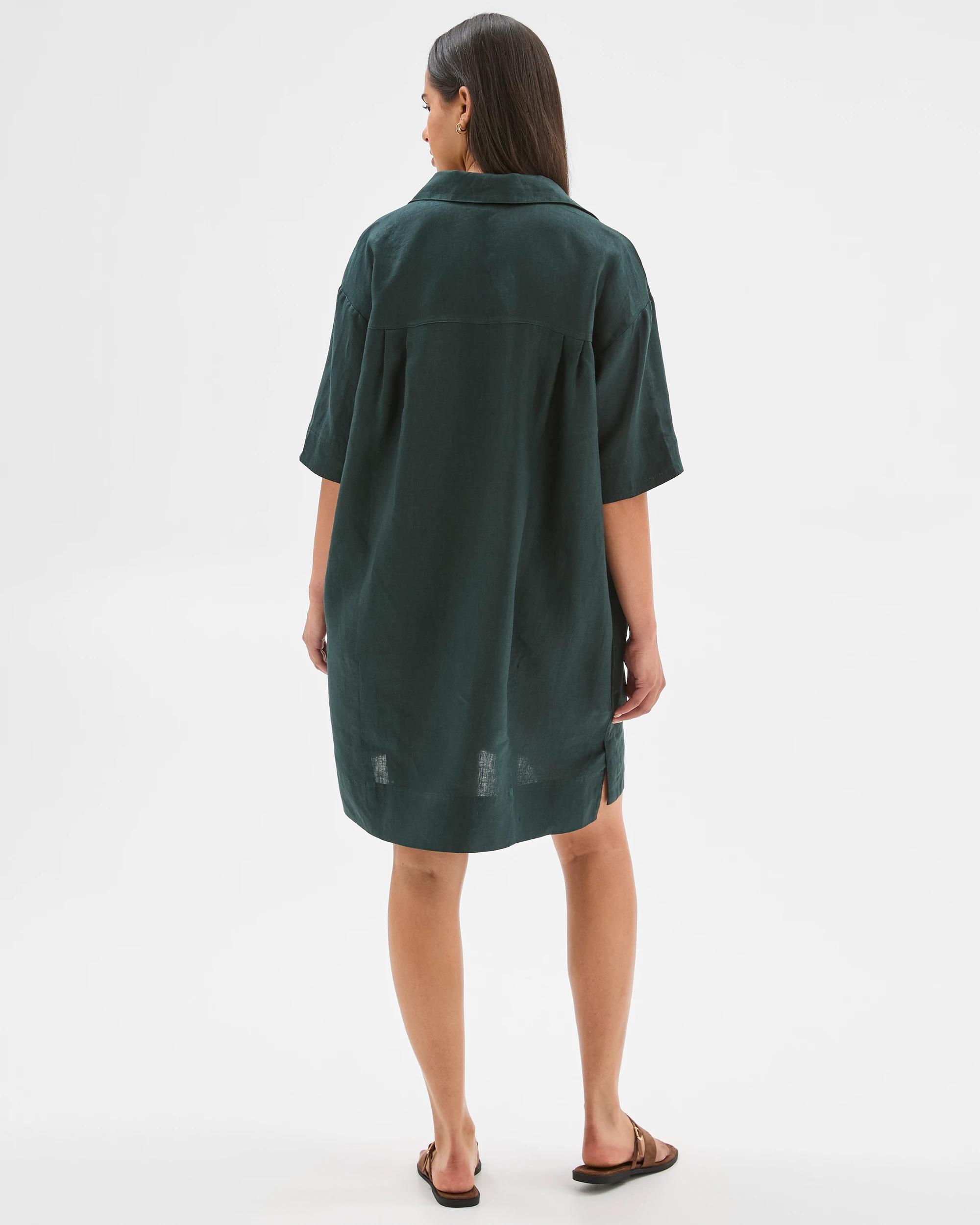 6 Target Woman European Linen Short Sleeve Shirt Mini Dress MIDNIGHT JADE, 6 of 6