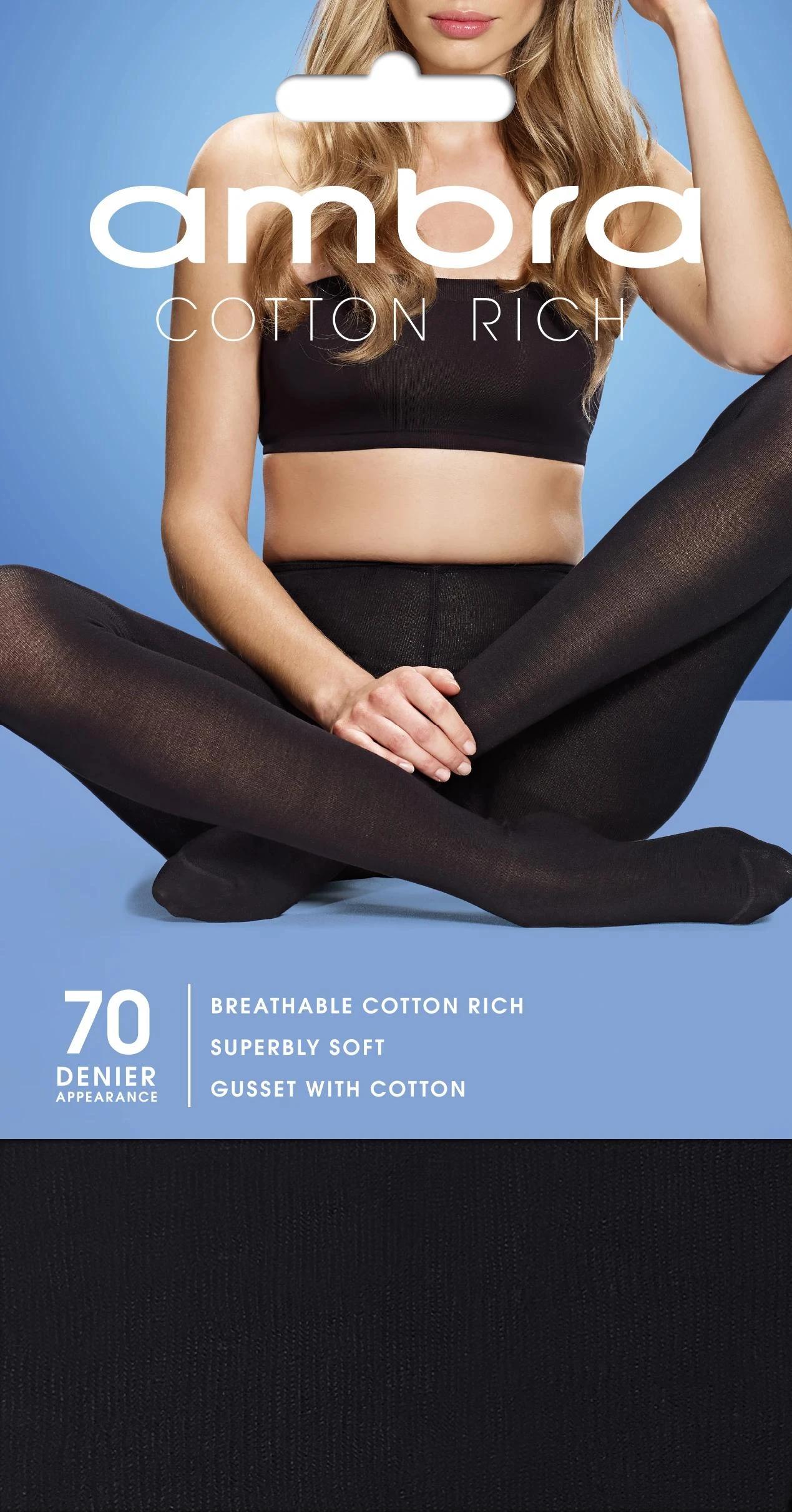 1 Ambra 1 Pack 70 Denier Cotton Rich Opaque Tights - Navy BLACK