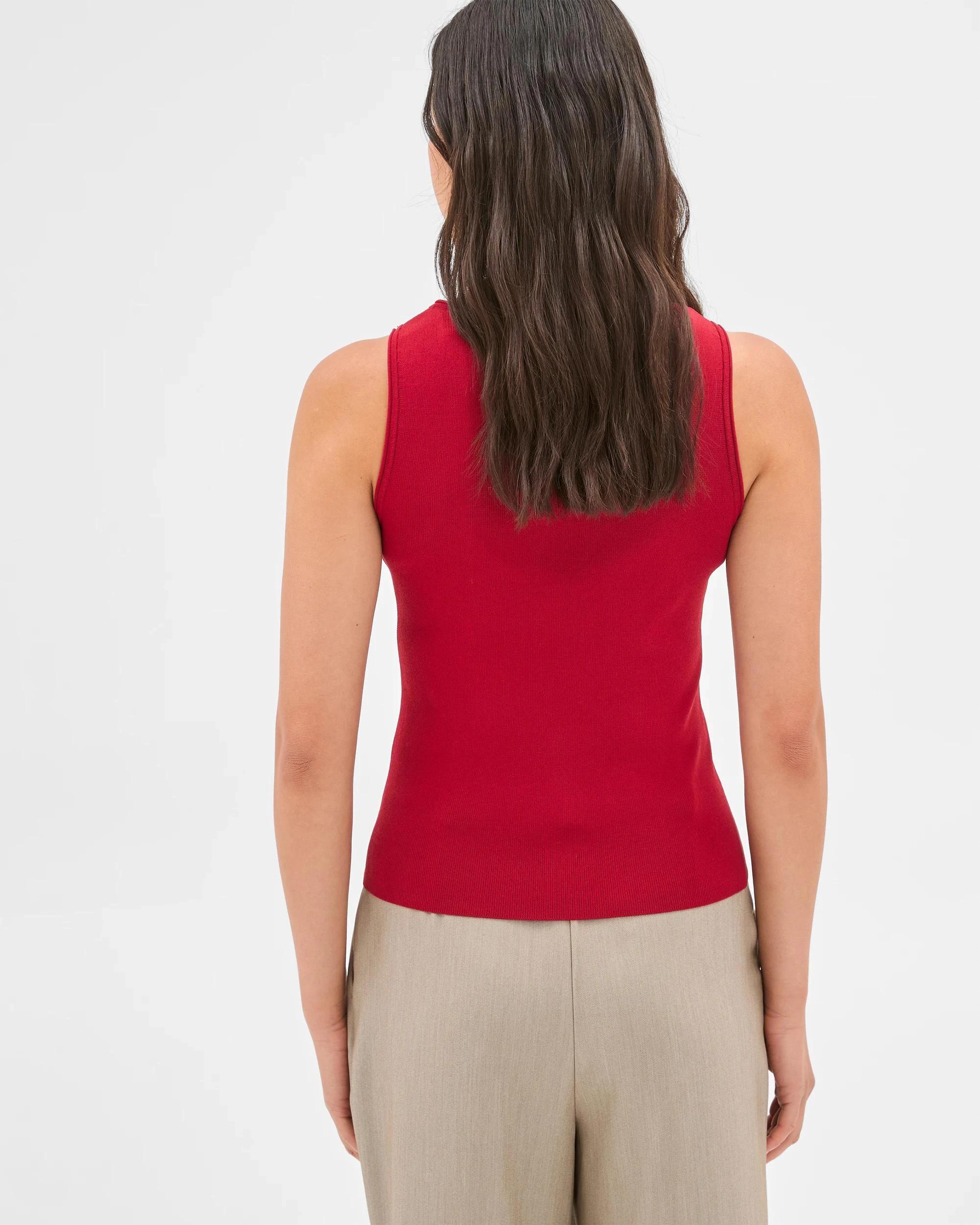 5 Boat Neck Crepe Tank Top - Preview CRIMSON, 5 of 5