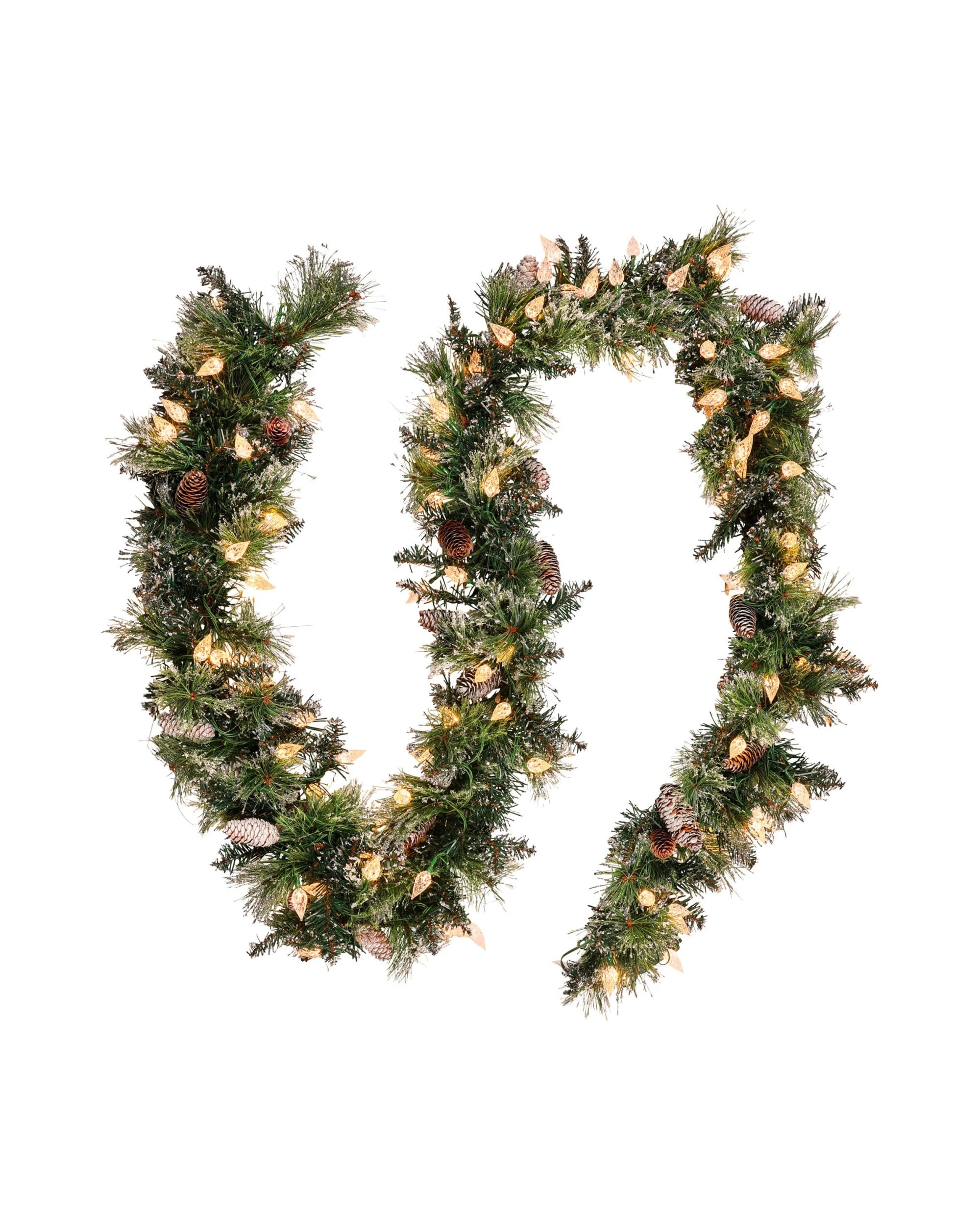 1 Christabelle 2.7m Christmas Garland with LED Lights Glittery Snow Bristle Tree Decoration Ornament, 1 of 3